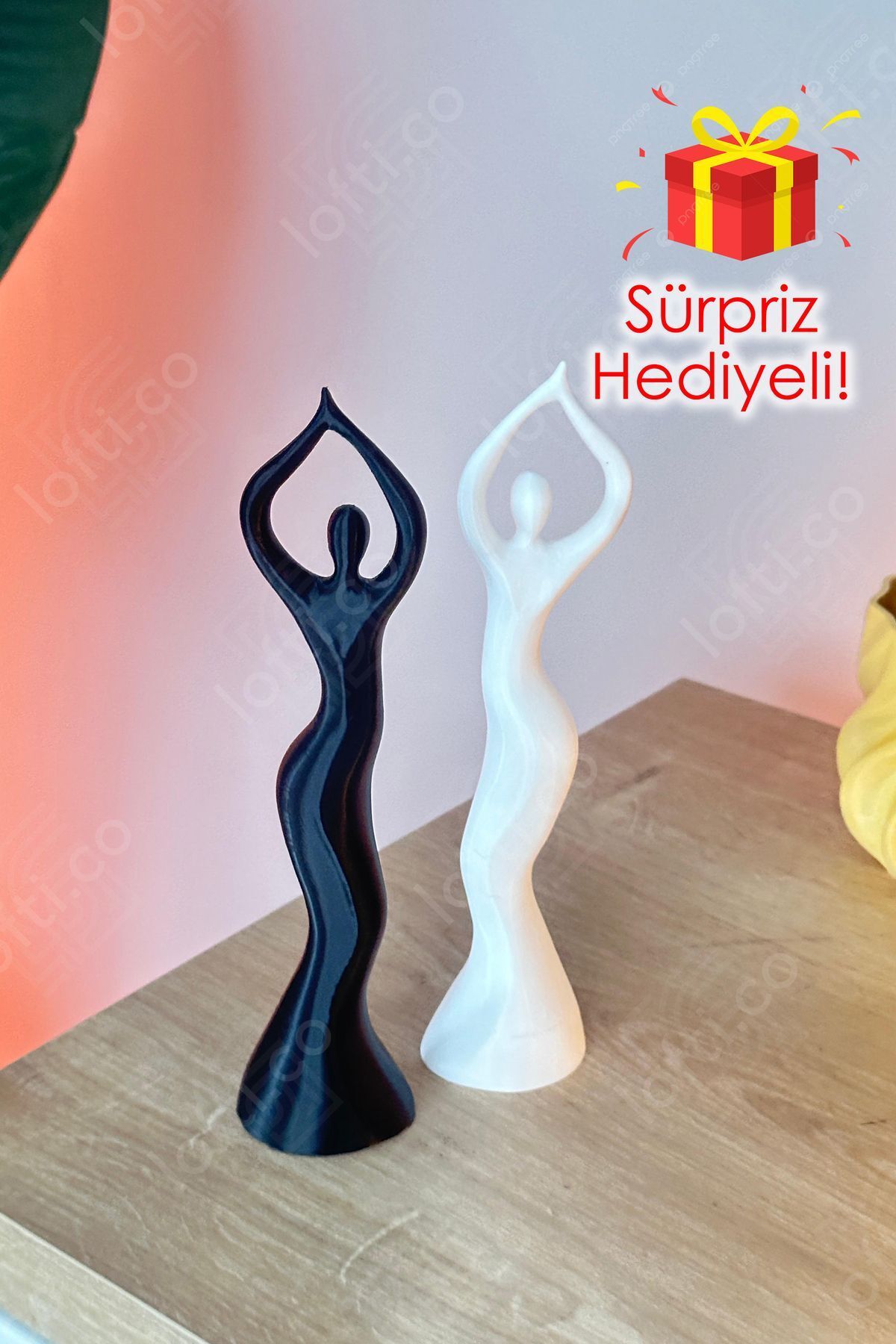 SerenityHaven Dans Eden Kadın Figürü 2'li Siyah Beyaz - Dekoratif Obje - Dekoratif Biblo