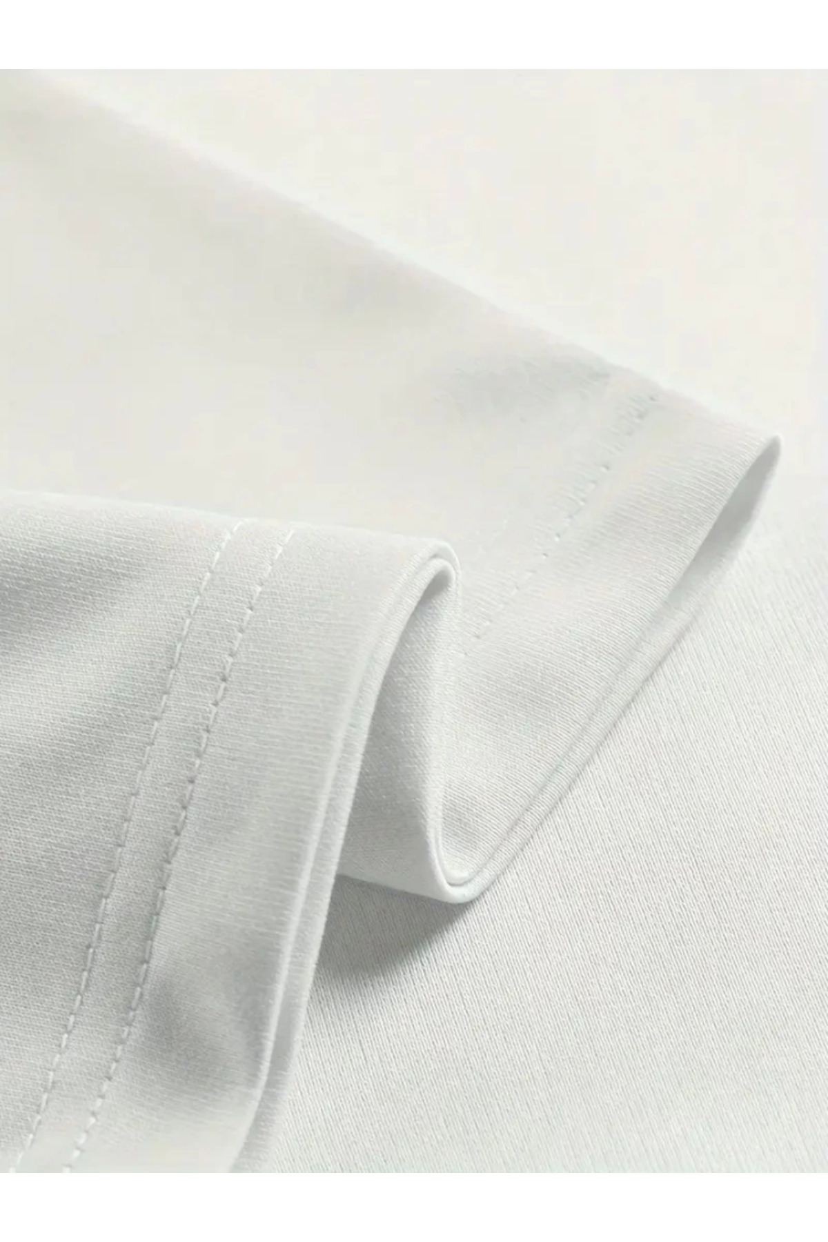 Baskılı Oversize Bisiklet Yaka T-shirt - Beyaz