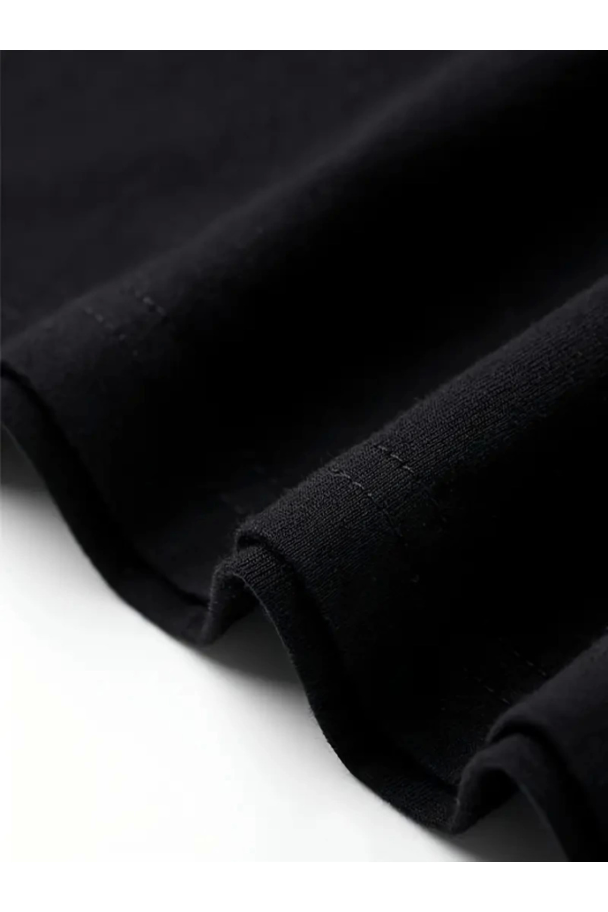 Baskılı Oversize Bisiklet Yaka T-shirt - Siyah