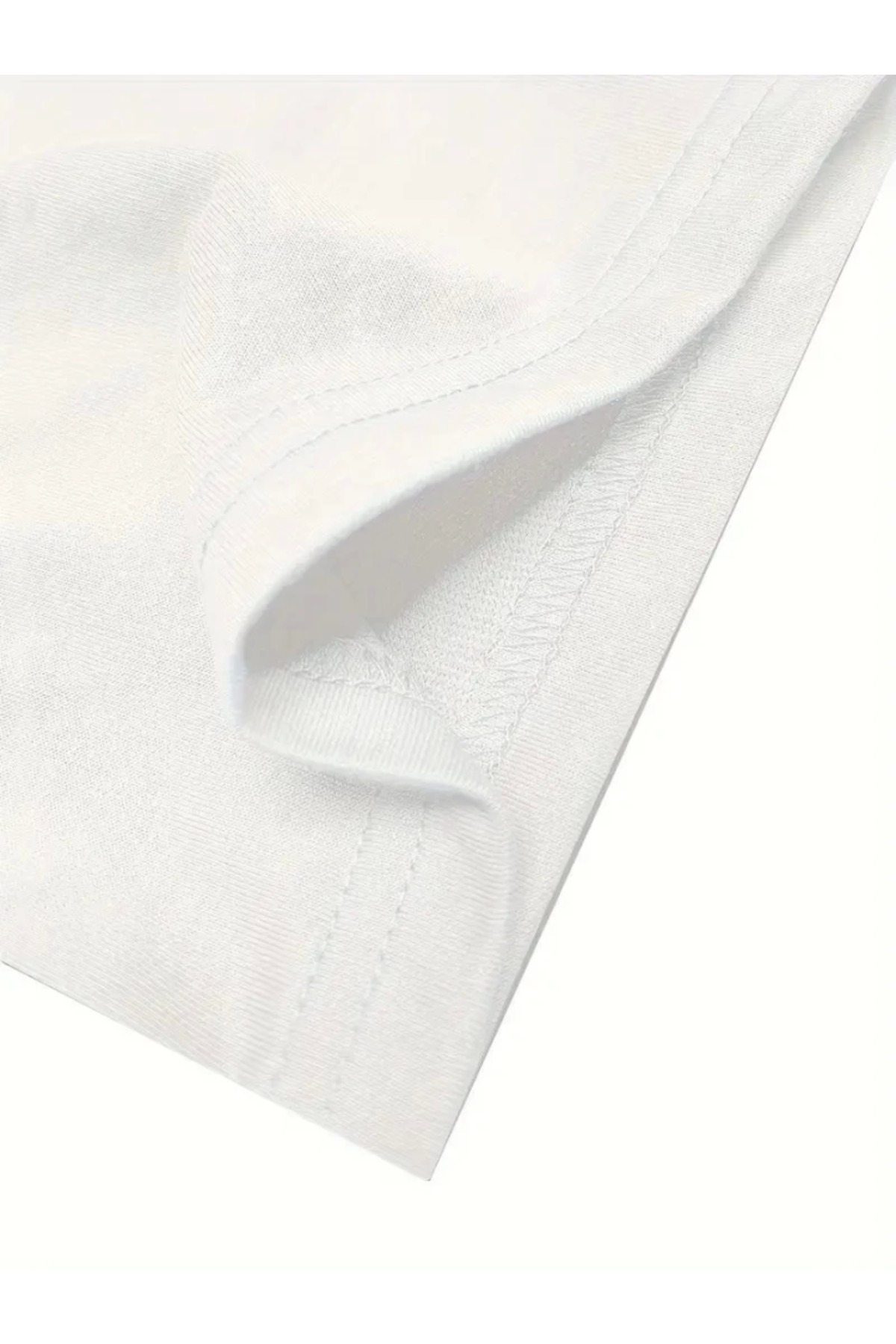 Baskılı Oversize Bisiklet Yaka T-shirt - Beyaz