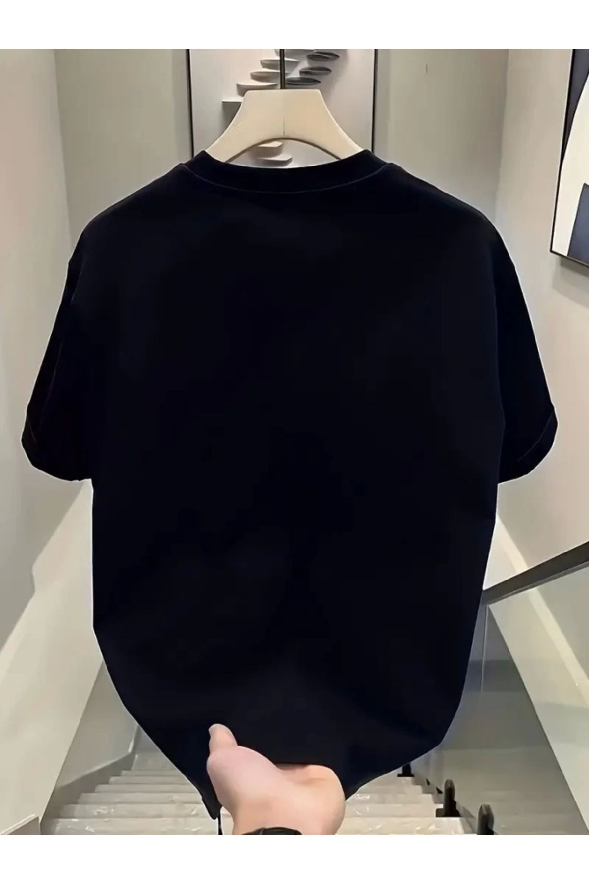 Albayrak Baskılı Oversize Bisiklet Yaka T-shirt - Siyah