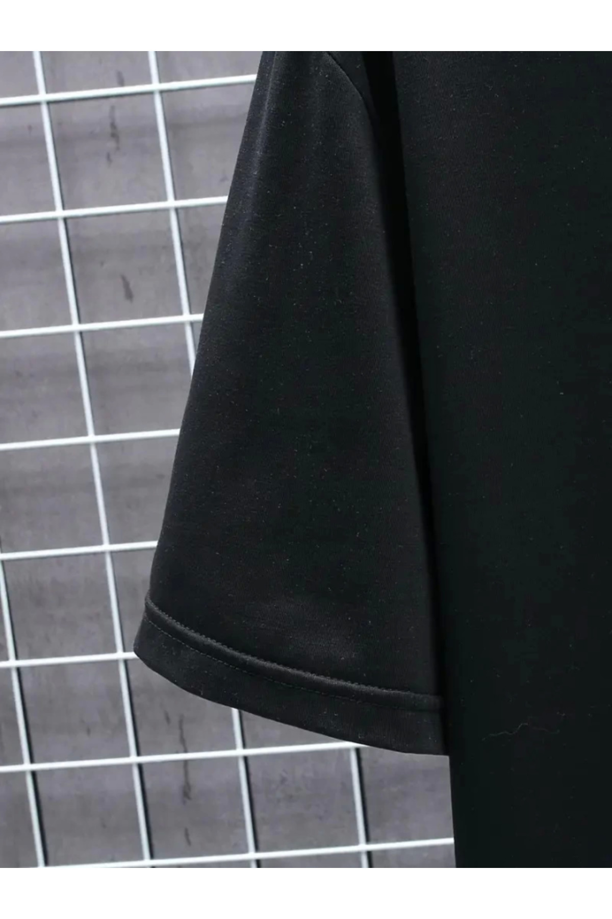 Baskılı Oversize Bisiklet Yaka T-shirt - Siyah