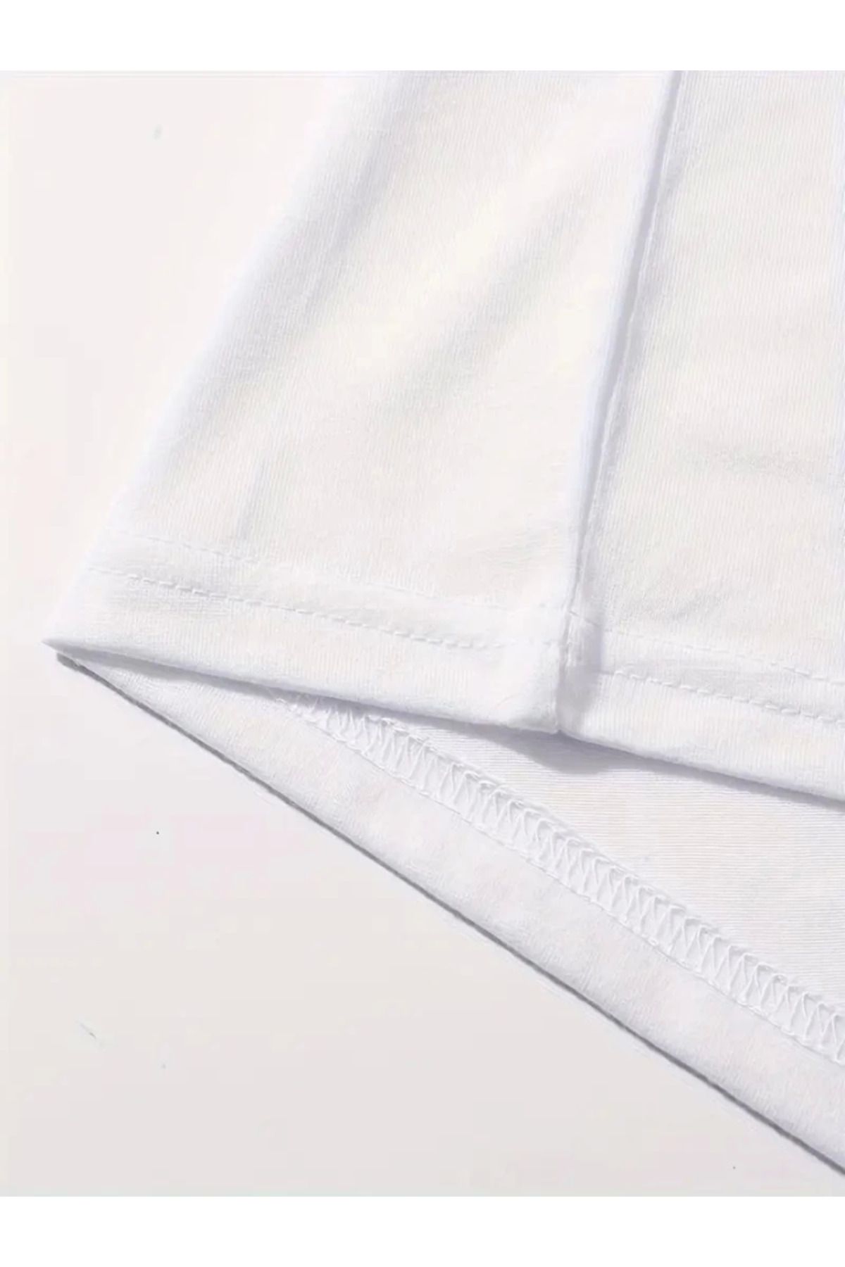 modaserdem Baskılı Oversize Bisiklet Yaka T-shirt - Beyaz