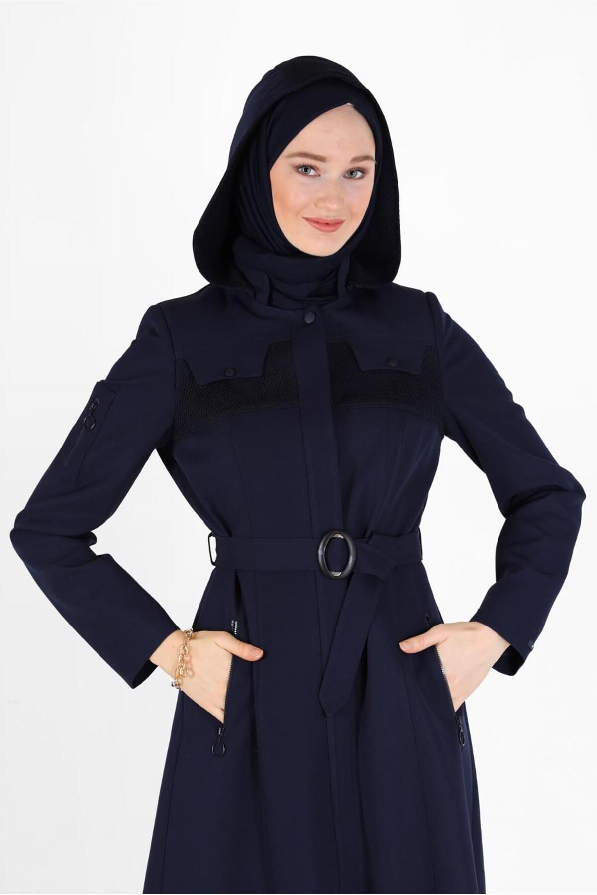 مانتو کلاهدار کمربندی 10470 Alvina