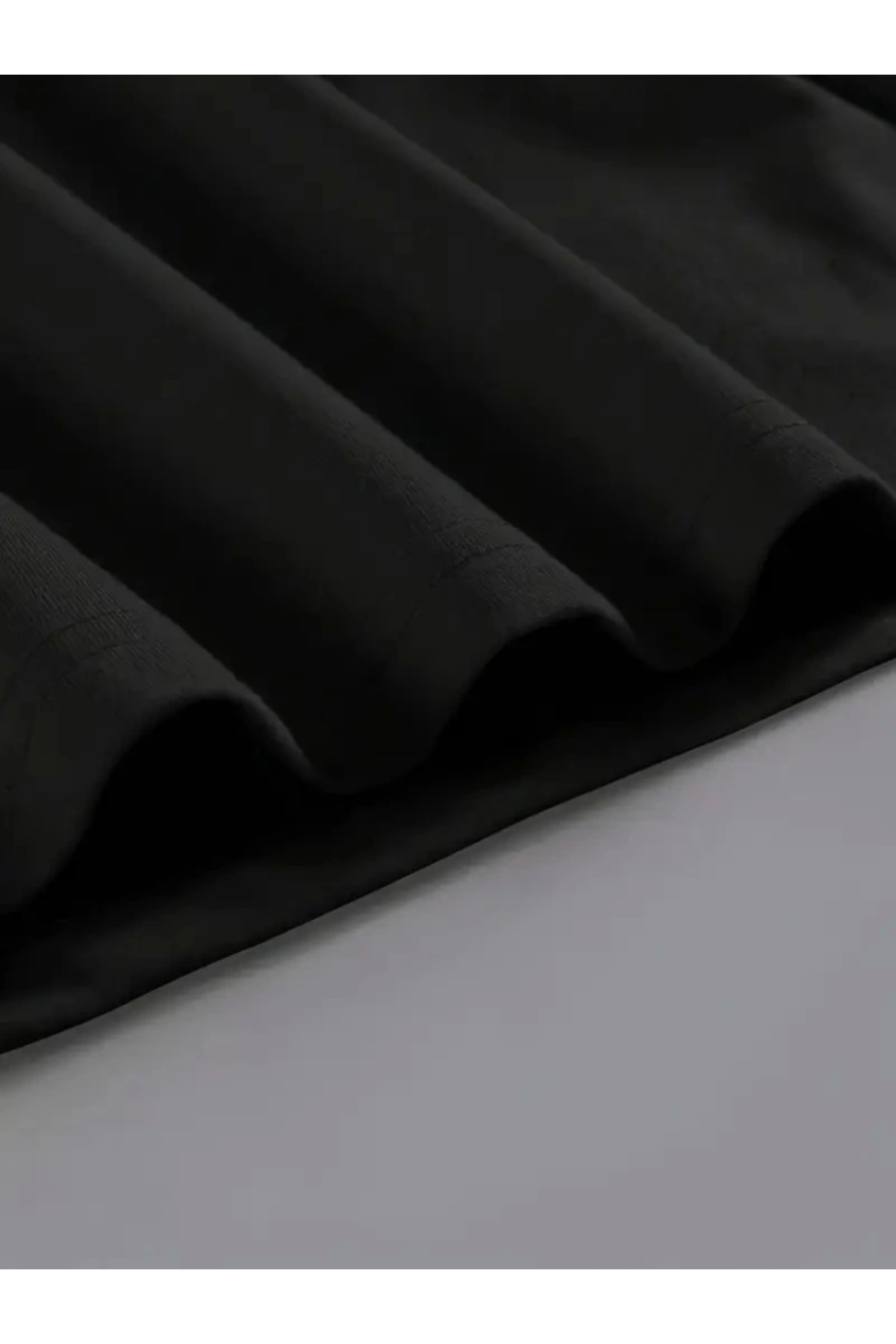 Baskılı Oversize Bisiklet Yaka T-shirt - Siyah