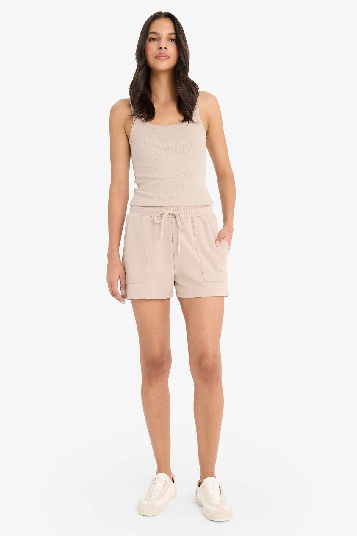 DeFacto-Regular Fit Stretchy Waisted Lace up Bermuda Shorts D3327Ax25Sp 4