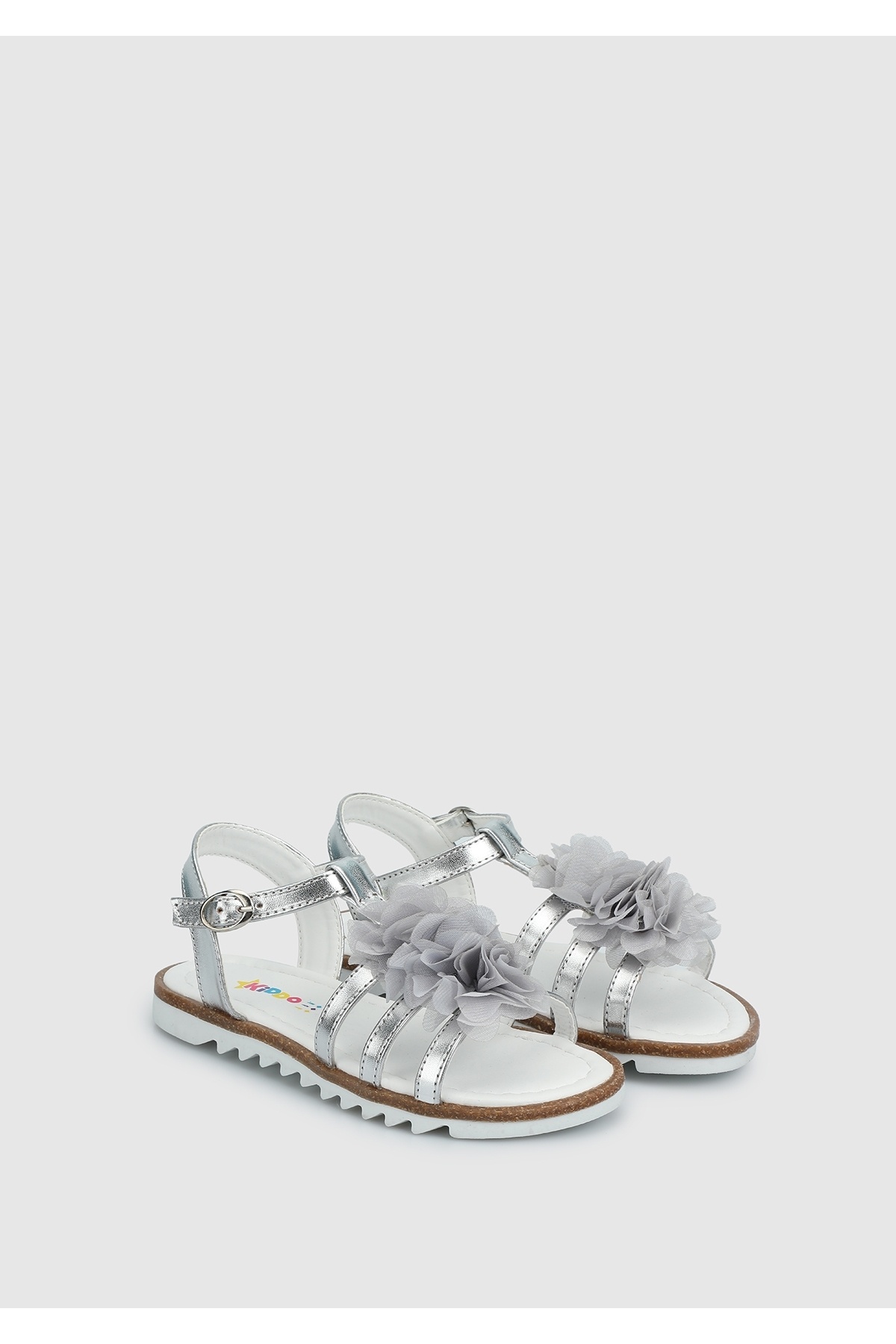 Kiddo-Silver Girl's Flat Sandals 2