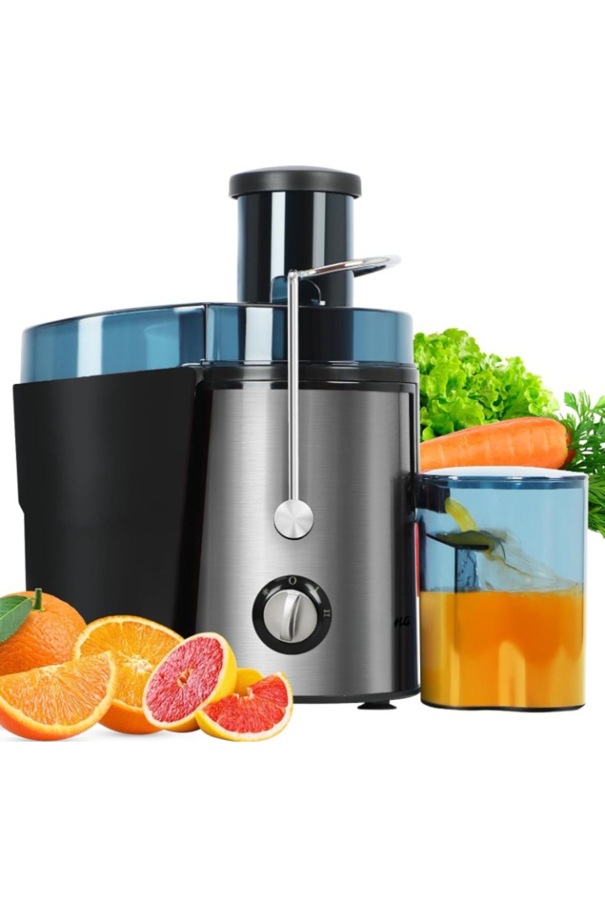BLEKSY Storcator De Fructe Si Legume, Bleksy , Putere 1000 W, Recipient Pentru Suc 500 Ml, Recipient Pentru Pulpa 1 L, Gri - Mărime unică