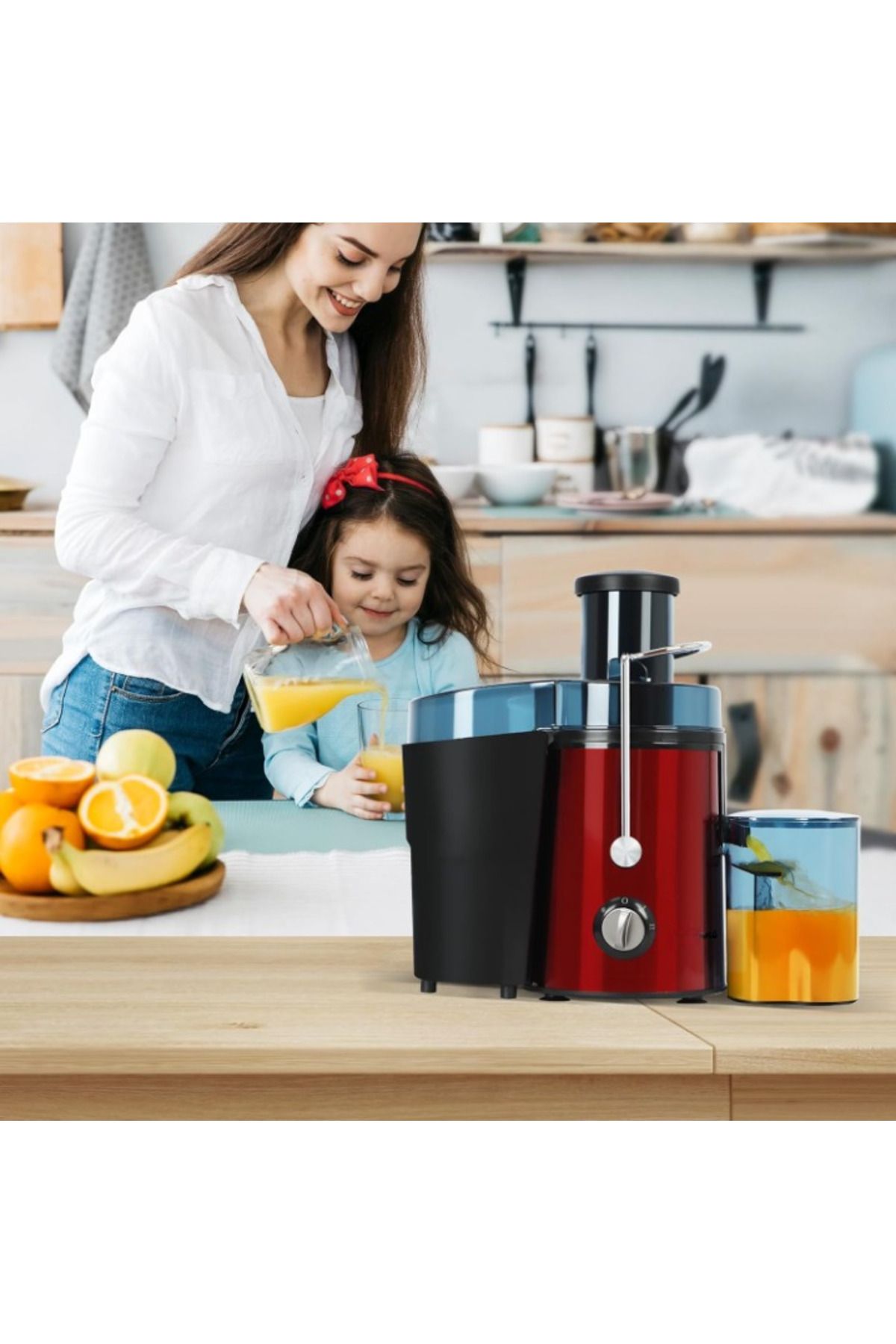 BLEKSY-Fruit and vegetable juicer, BLEKSY®, Power 1000 W, Juice container 500 ml, Pulp container 1 L, red 3