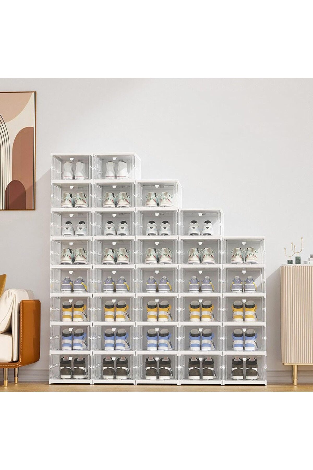 COOYA-Transparent 1-layer shoe box, with door, stackable, easy to install, suitable for wardrobe entrance 8