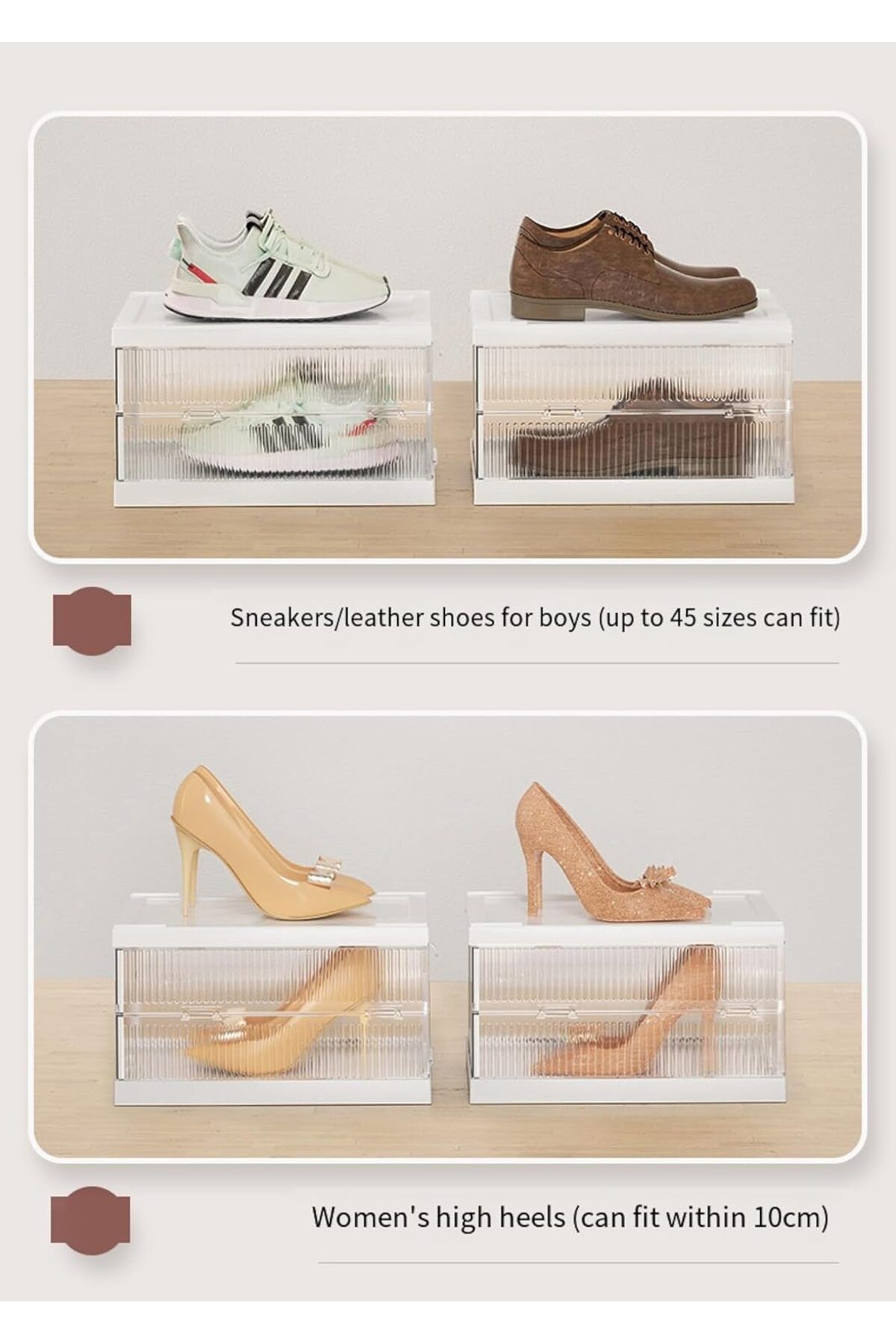 COOYA-Transparent 1-layer shoe box, with door, stackable, easy to install, suitable for wardrobe entrance 3