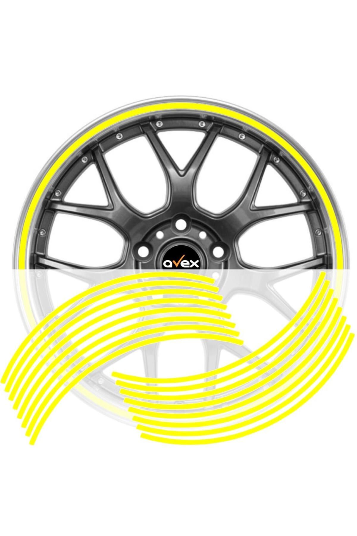 Avex Set De 16 Inele Autocolante Pentru Janta De Culoare Galben Lucios - One Size