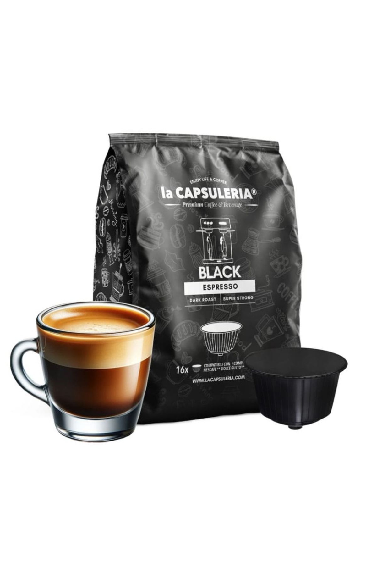 La Capsuleria Cafea Espresso Neagră, 16 Capsule Compatibile Cu Nescafé Dolce Gusto, - One Size