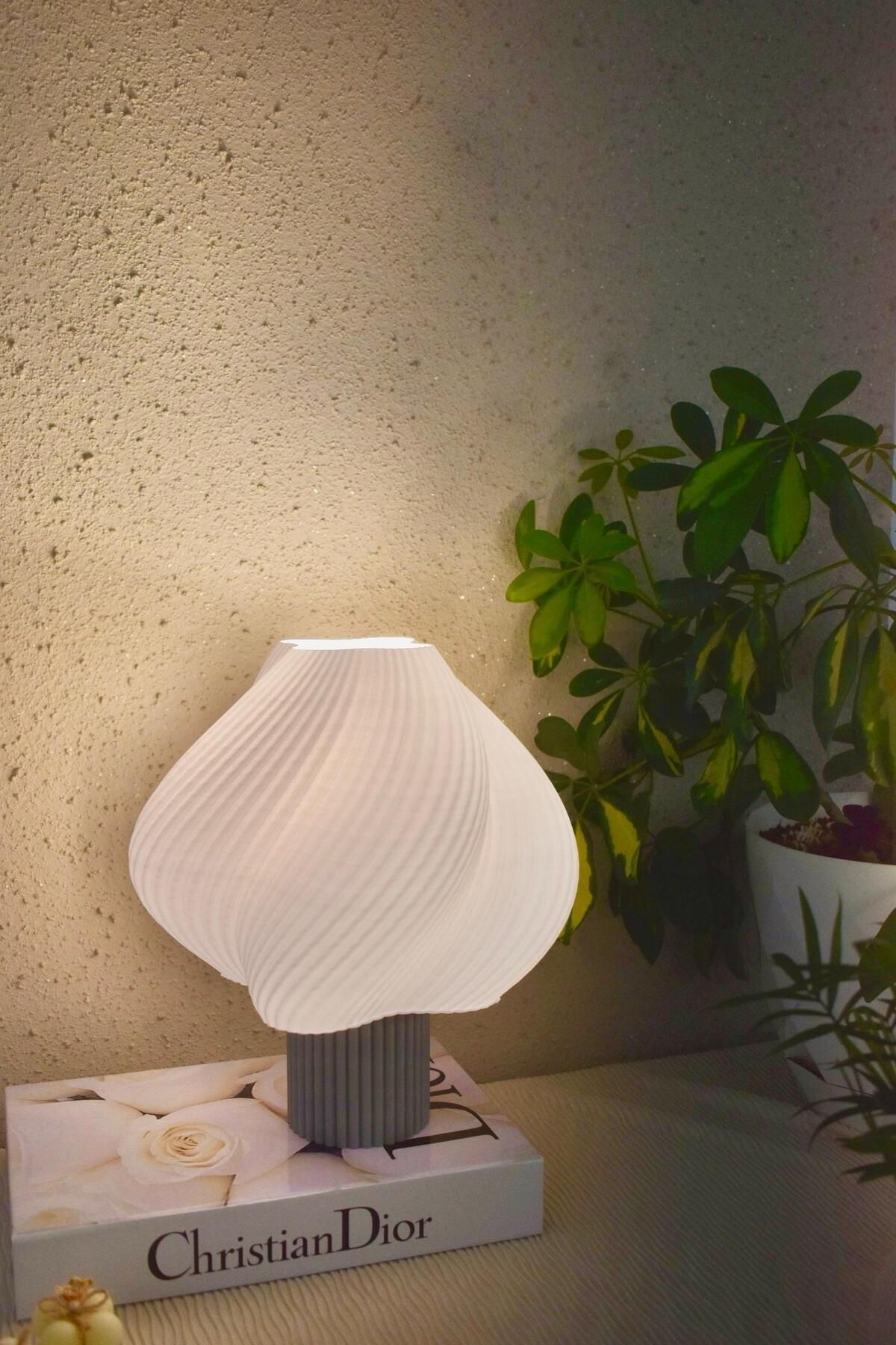 teknotrust Modern Cream Abajur Gri Ayaklı