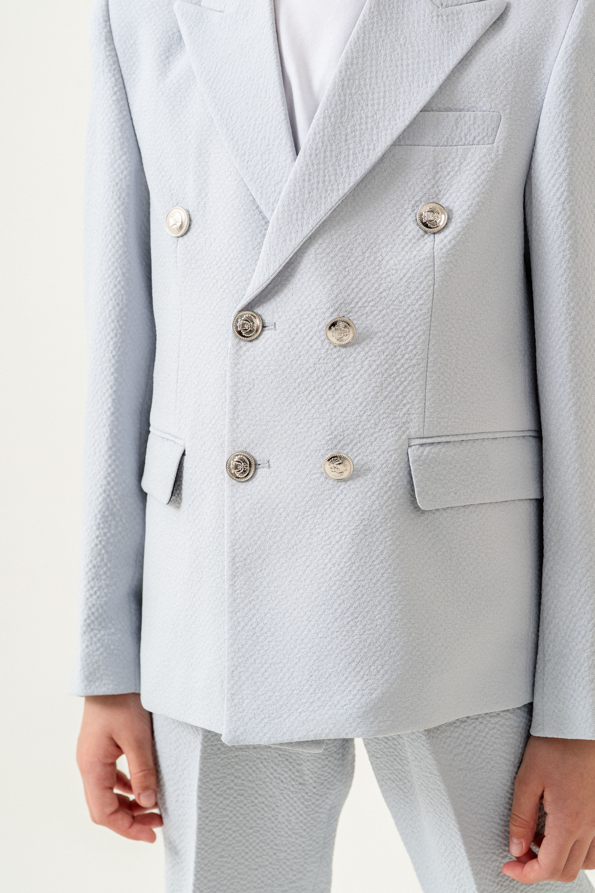 carino's kids-Seersucker Double Breasted Boy's Suit Lycra 7
