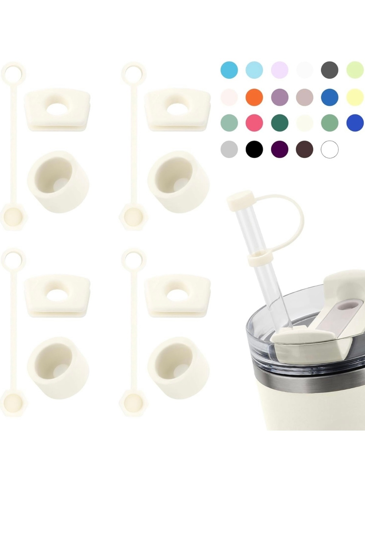 Yenigeldi 2 Set (6 Parça ) Bej , Quencher 40 Ve 30 Oz Termos Için Sızdırmaz Seti