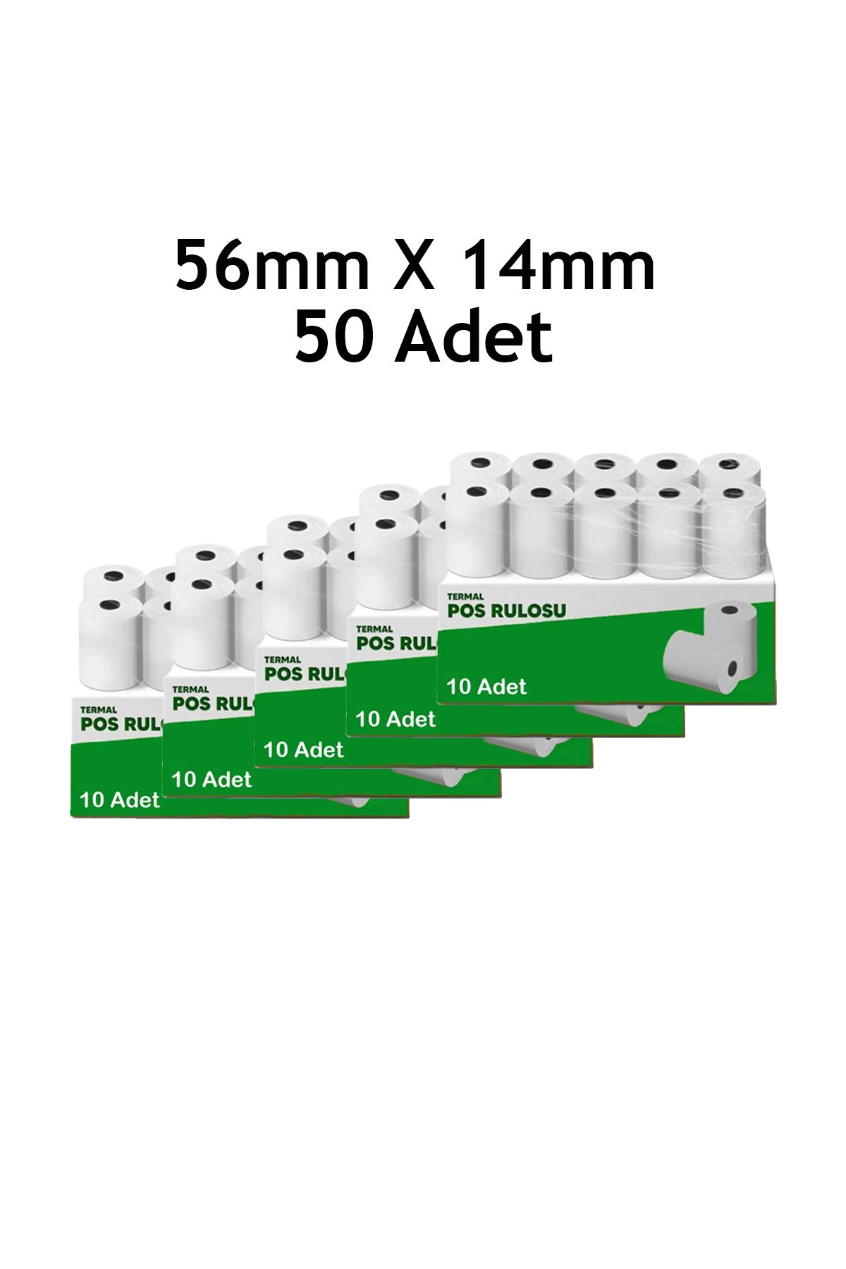 Merwish 56mm x 14m Termal POS Rulo Kağıt Termal Yazıcı ve Yazar Kasa İçin Uyumlu Net Baskı 5 Paket 50 Adet