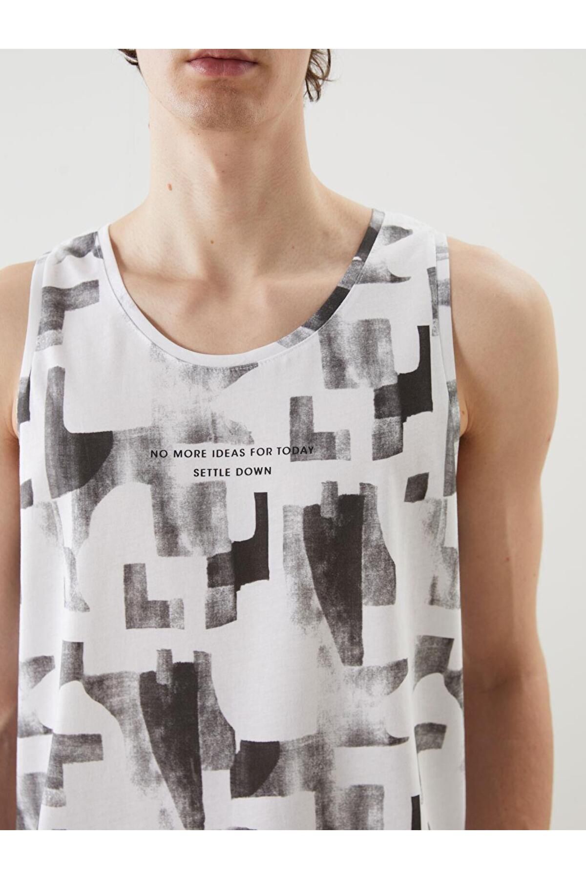 LC Waikiki-Bedrucktes ärmelloses Herren-T-Shirt mit Rundhalsausschnitt 3