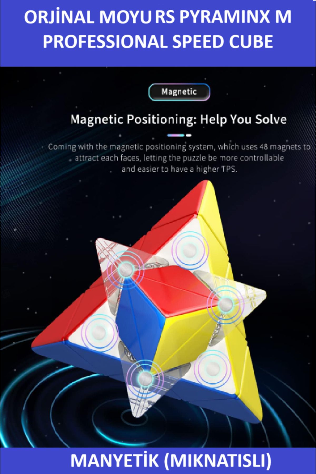 MOYU RS PYRAMINX MIKNATISLI PROFESYONEL SPEED CUBE-3X3 ZEKA KÜPÜ-SABIR KÜPÜ-WCA TURNUVA KÜPÜ - 5