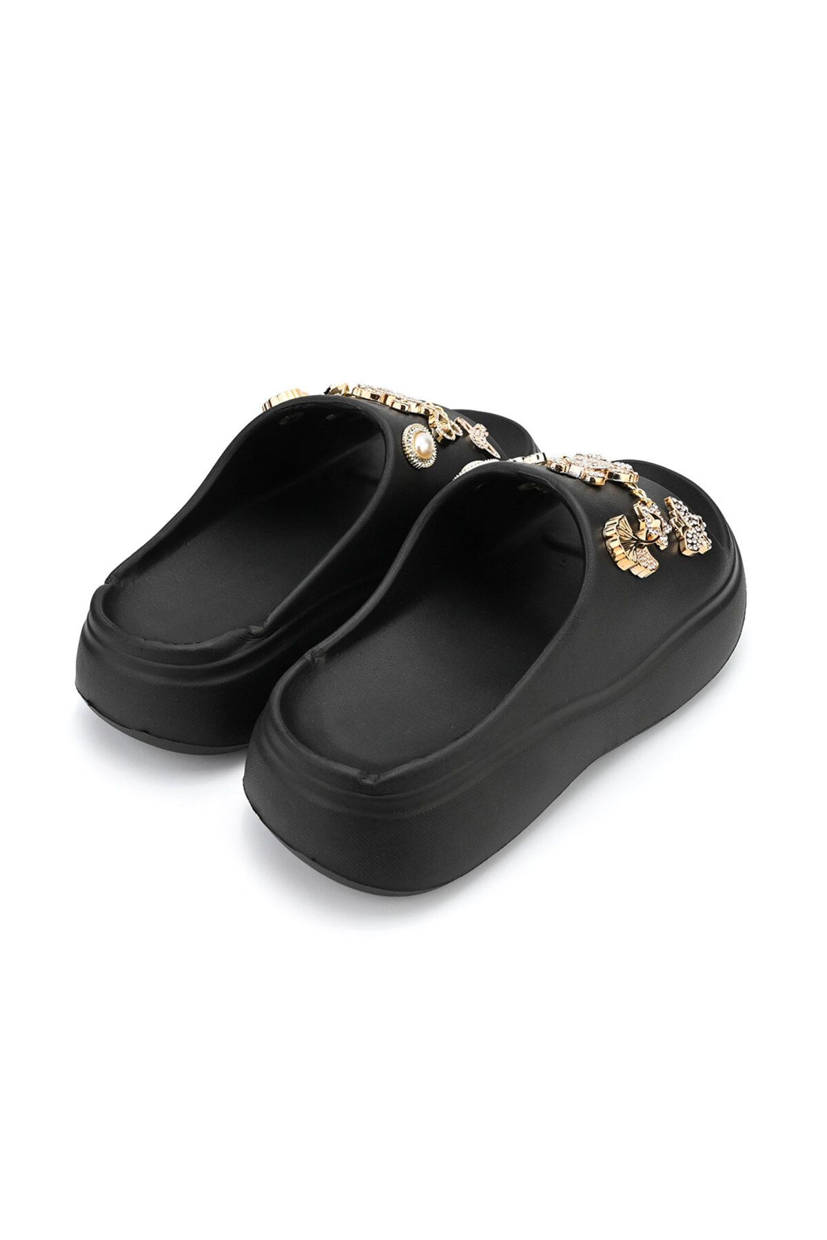 Tmall-Papuci Casual De Dama,Din Spuma,Cu accesorii ,Usoara,SA55,Negru 3