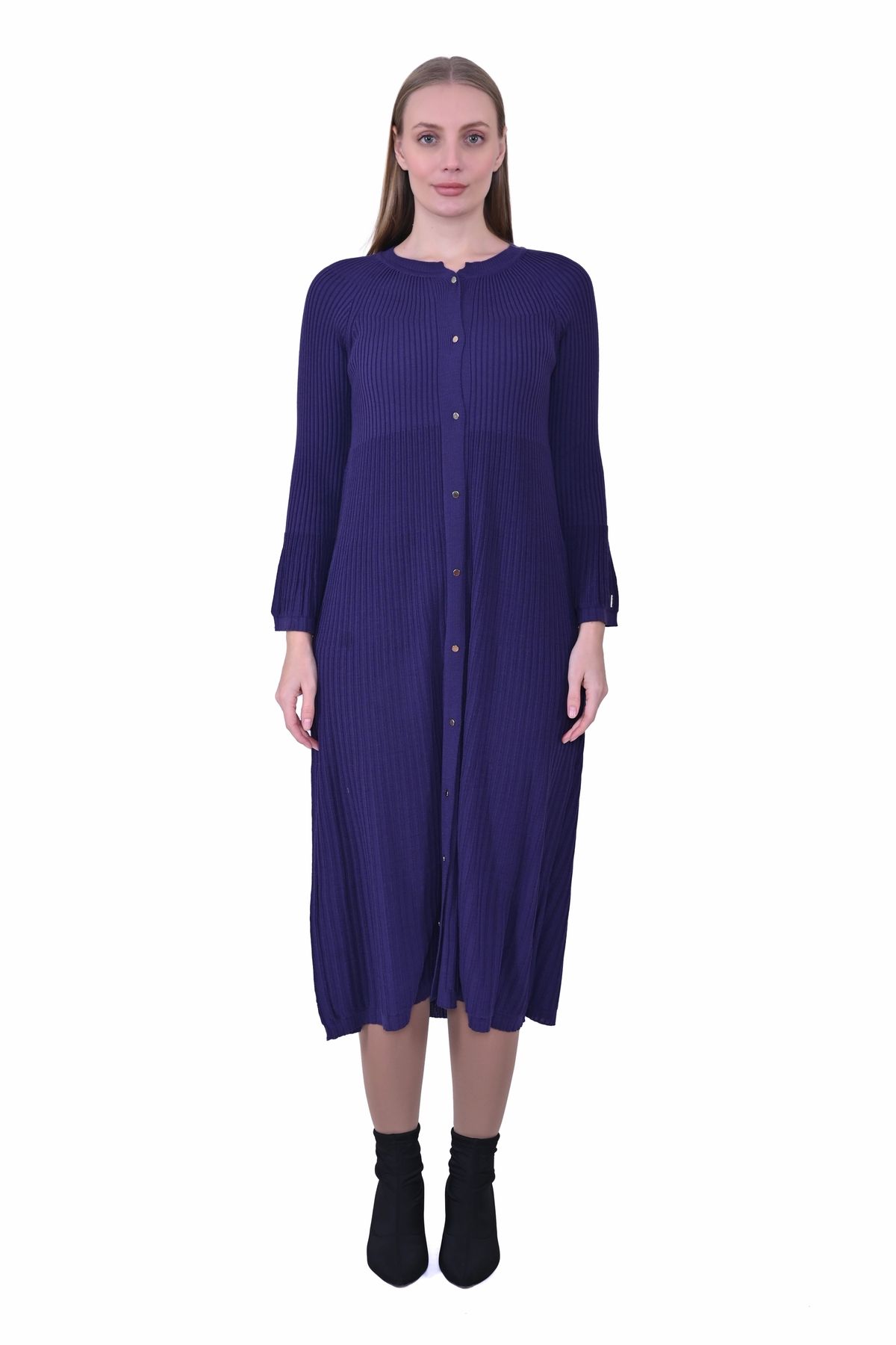 Invee-Invee 7073 - Purple Wool Blend Cardigan 1