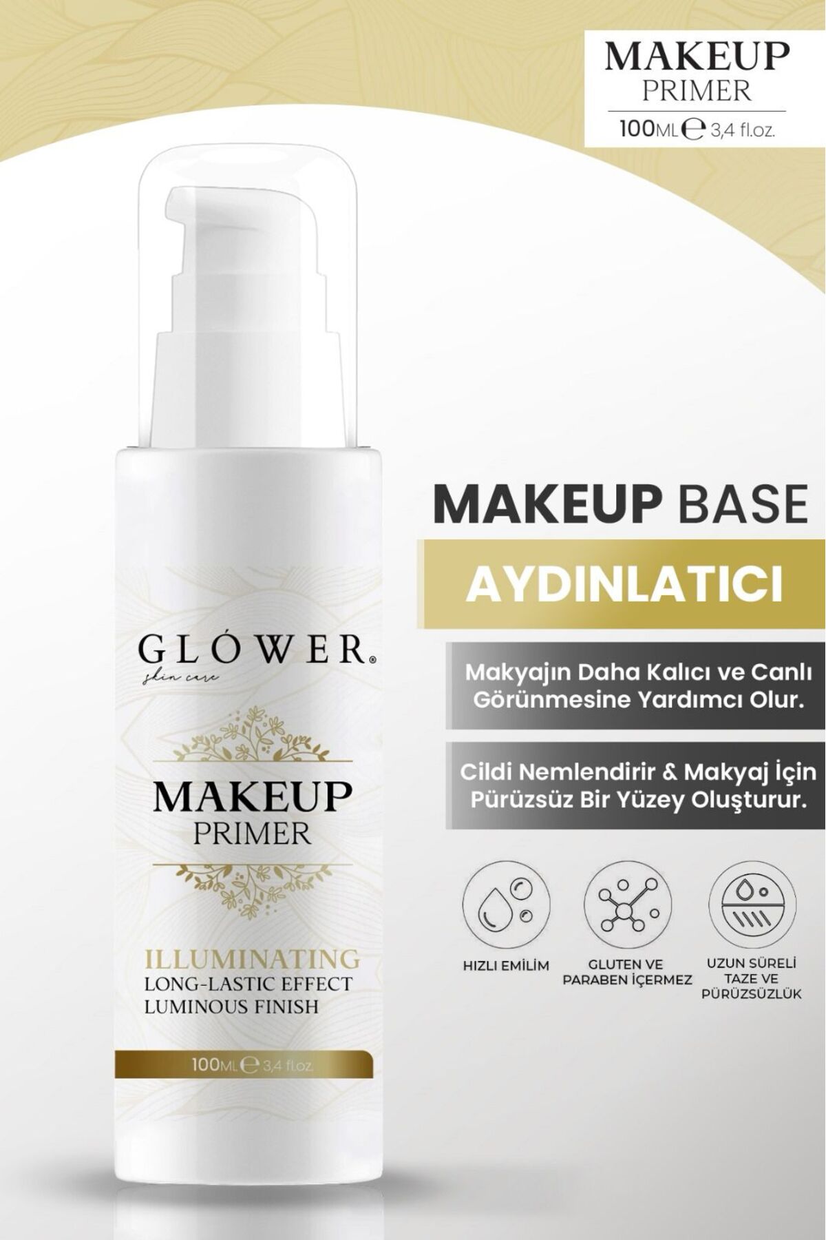 Make-Up Primer Işıltı ve Aydınlık Veren Makyaj Bazı — سفید 869002684001 — تصویر 2 از 2