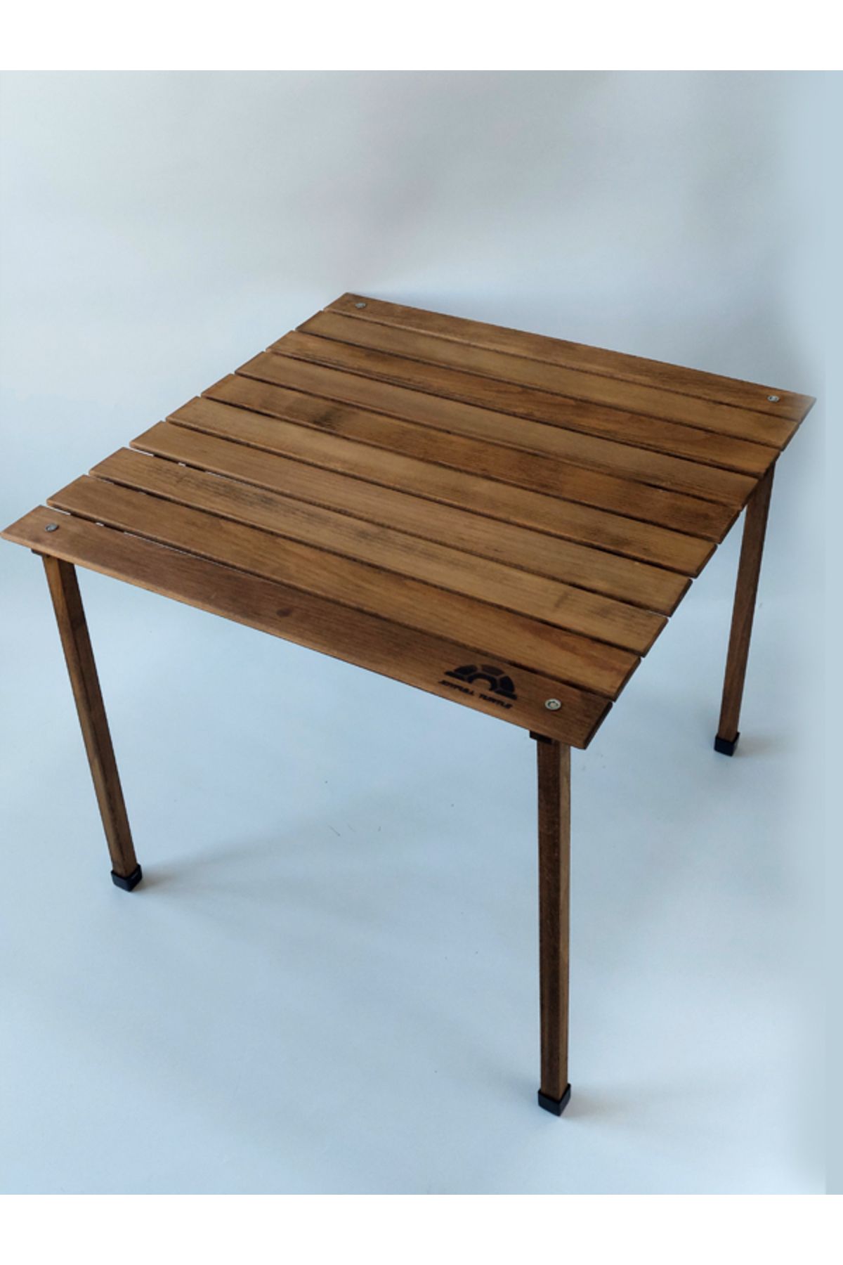 JOYFULLTURTLE Joyfull Turtle 70x70x50 Cm Ahşap Çınar Katlanır Rulo Kamp, Piknik, Balkon, Bahçe Masası Ceviz Renk