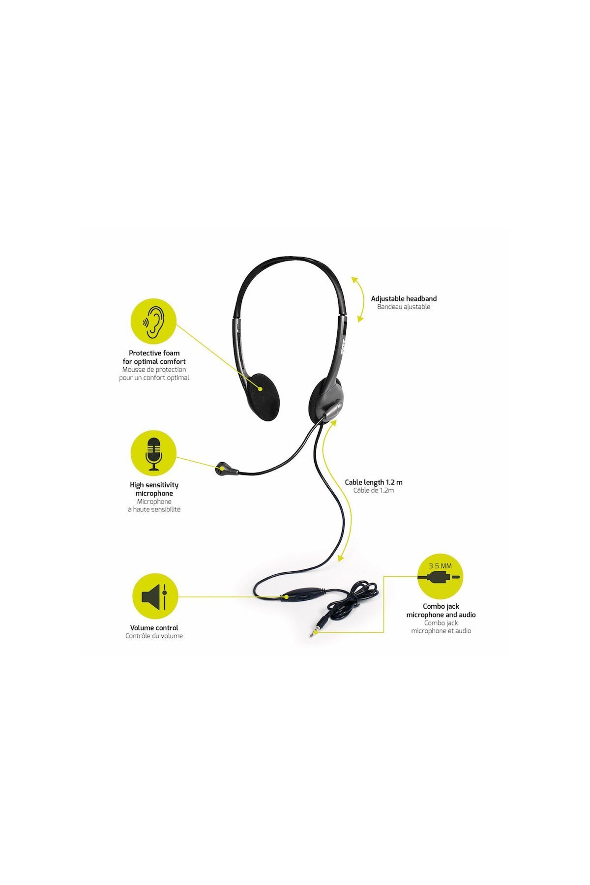 PORT DESIGNS-Headset with Microphone Port Designs for PC and Mobile Devices, Stereo 4