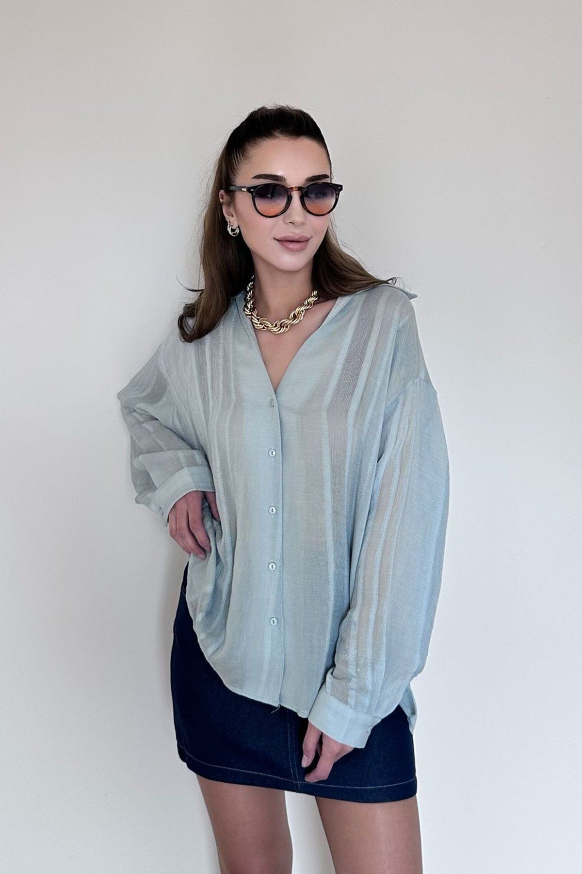 Modamesta-Lola Transparent Women's Oversize Shirt 4