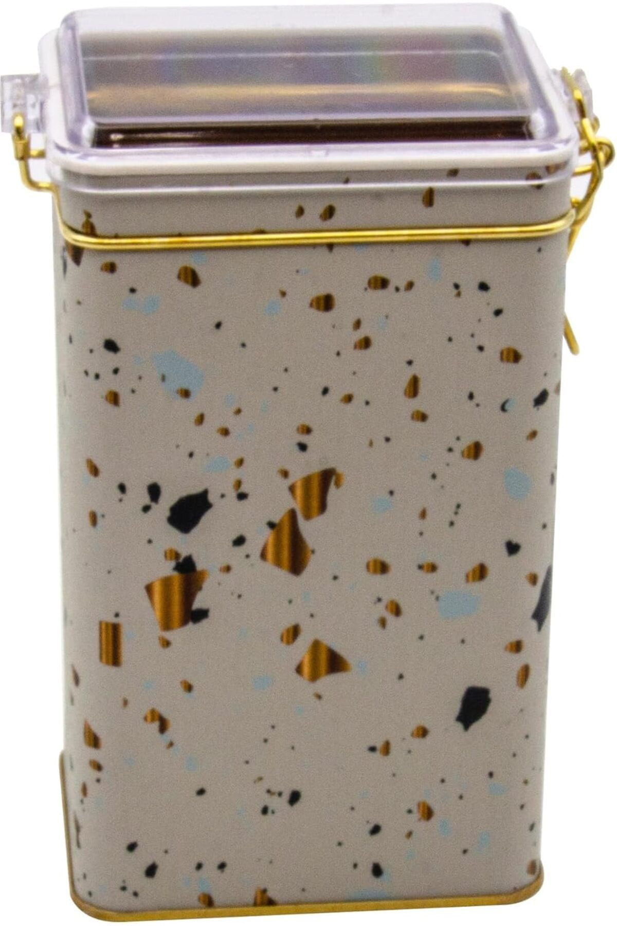 KDROĞLU KDROGLU Terrazzo Cream Desenli Dikdörtgen Metal Saklama Kabı 8x10 Cm (Terrazzo Cream) New Desing 1