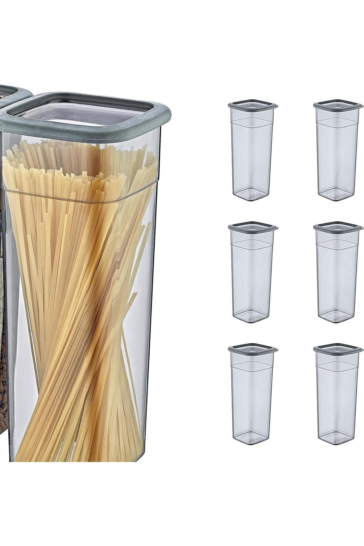 KDROĞLU KDROGLU 6'Lı Set Skali Kare Saklama Kabı Antrasit 2140 ML - ANTRASİT, Çok Amaçlı saklama kabı