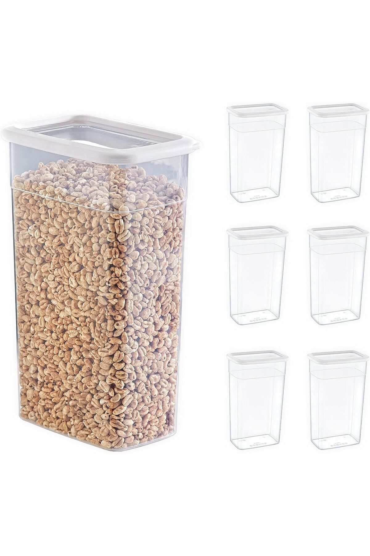 KDROĞLU KDROGLU 6'Lı Set Skali Dikdörtgen Saklama Kabı Beyaz 3500 ML New Desing 1109836
