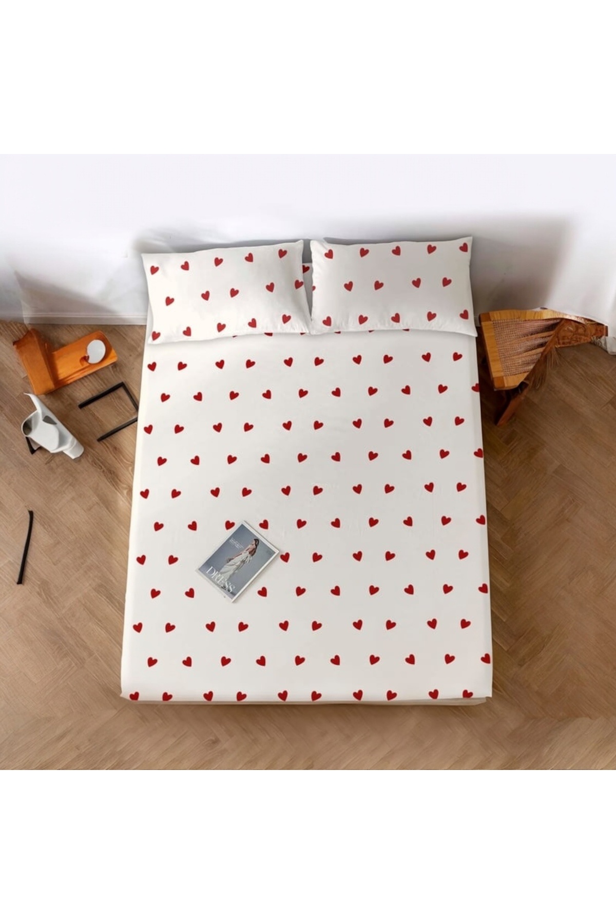 Guloglu Home-Heart Elastic Sheet Pillowcase Set 2