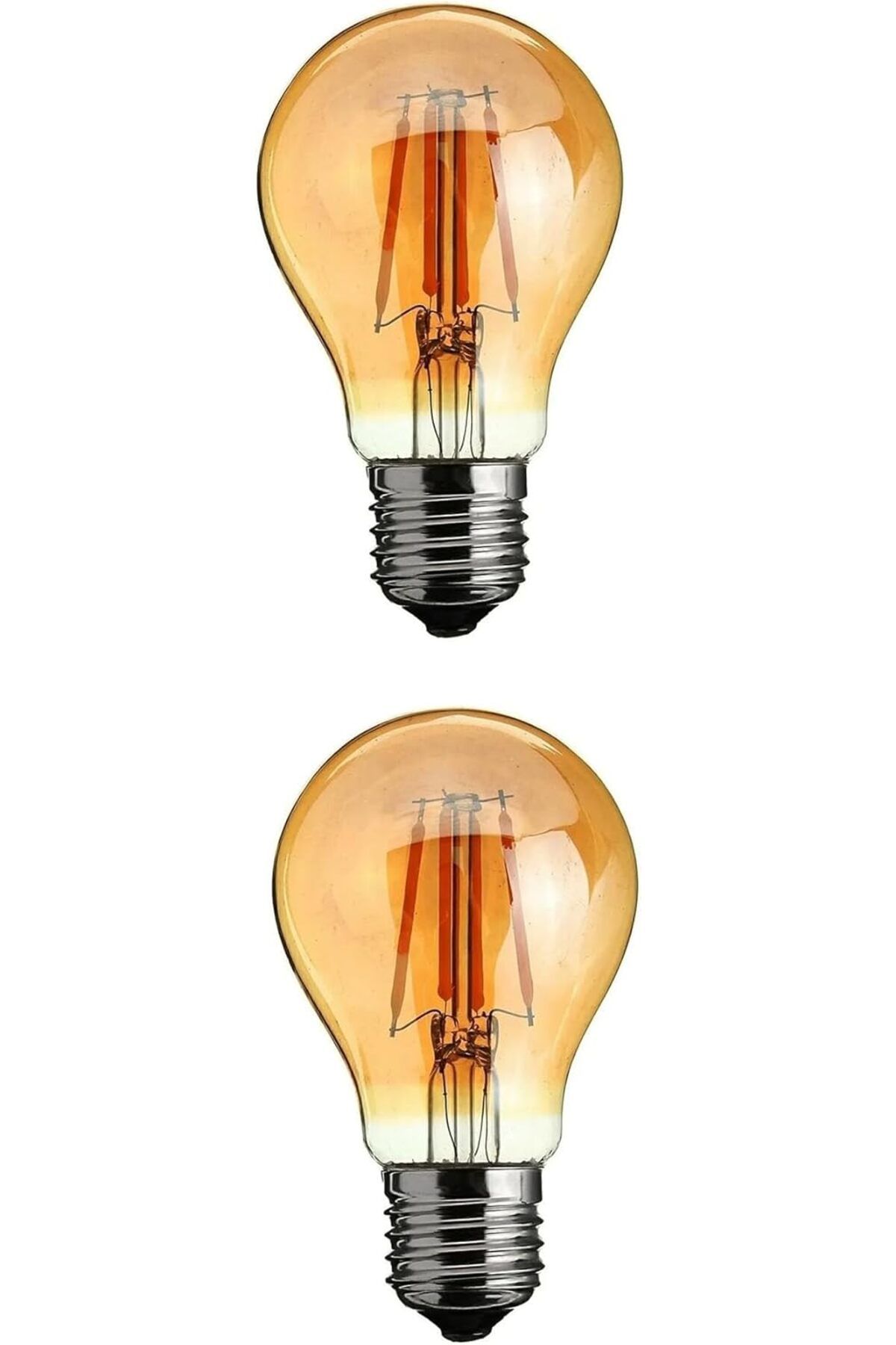 KDROĞLU GEÇMEZ 4w A60 Led Filament Ampul E27 Sarı Işık Dekoratif Vintage Aydınlatma (2, Amber Cam) AVM