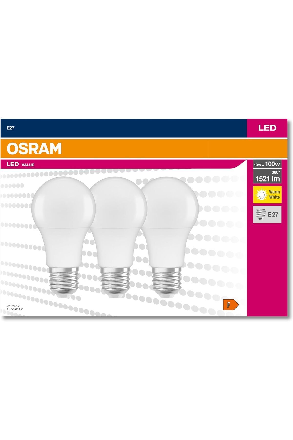 ÇAĞUR çağur Led Value CLA100 13W/827 E27 3'lü Lamba Sarı Işık YENİ 1109945