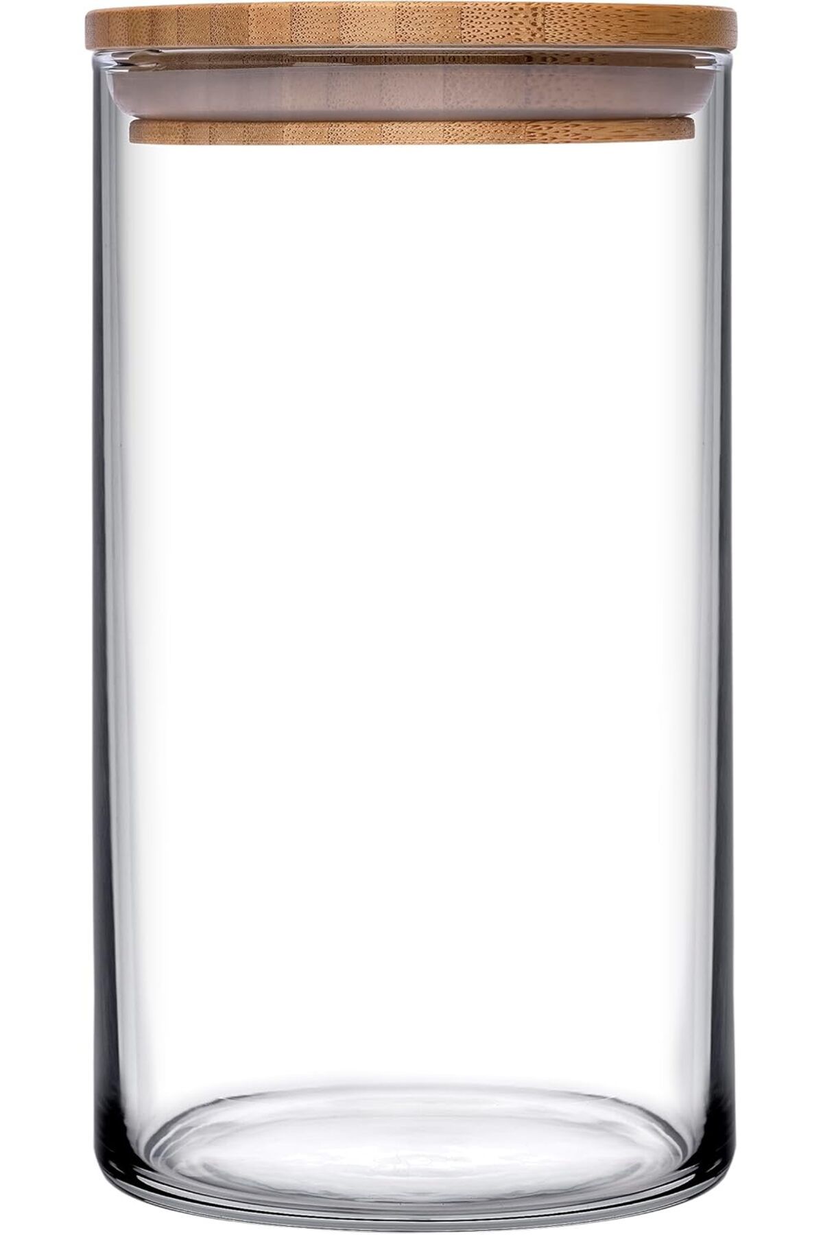DERİK 43463 Bamboo Ahşap Kapaklı Cam Kavanoz, Şeffaf, 1.48 Litre