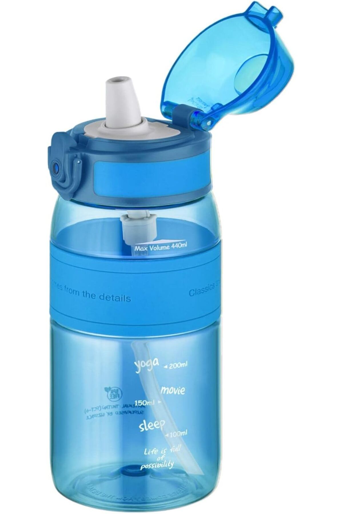 DERİK Pipetli(ısırılamaz) 440 ml Silikon Gövde Tritan Su Matarası  1122015