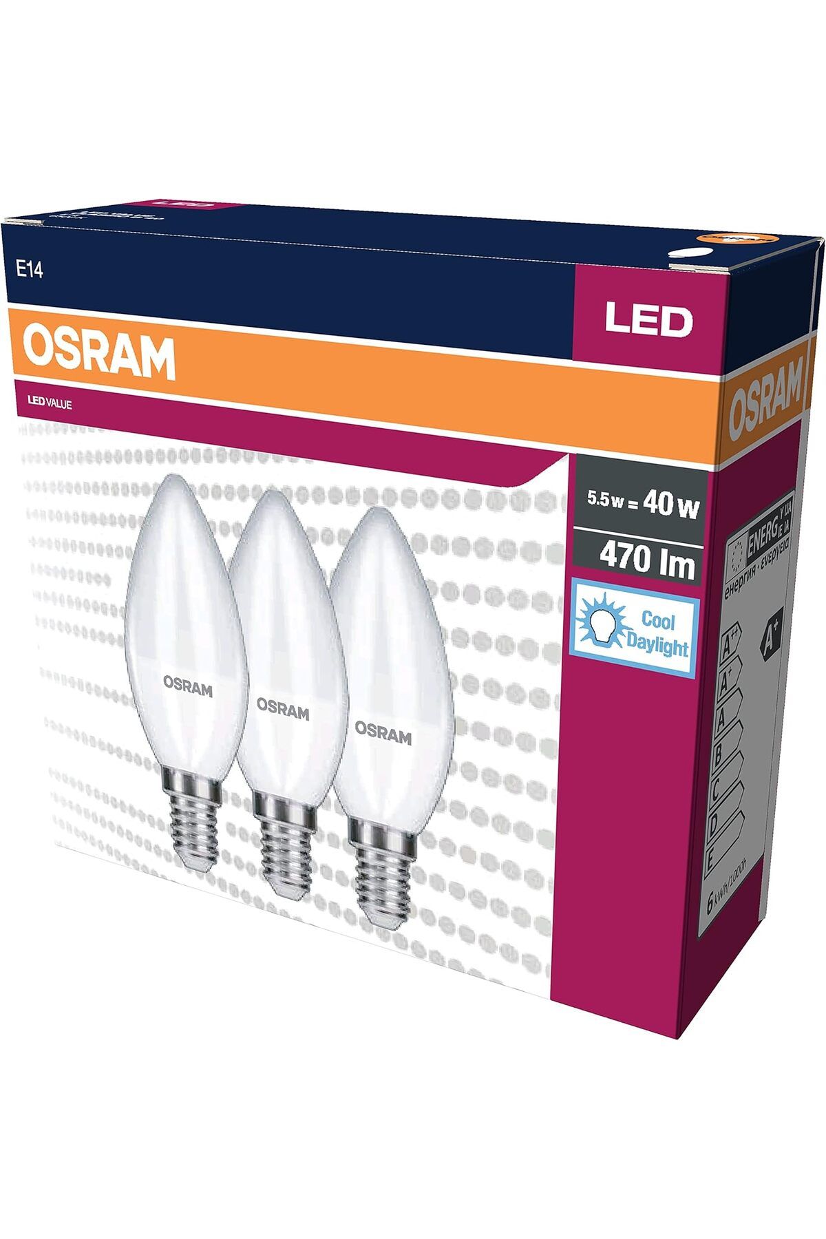 KDROĞLU KDROGLU Led Klasik Mum Lamba Beyaz Işık 470 Lamba E14 3'lü New Desing 1109836