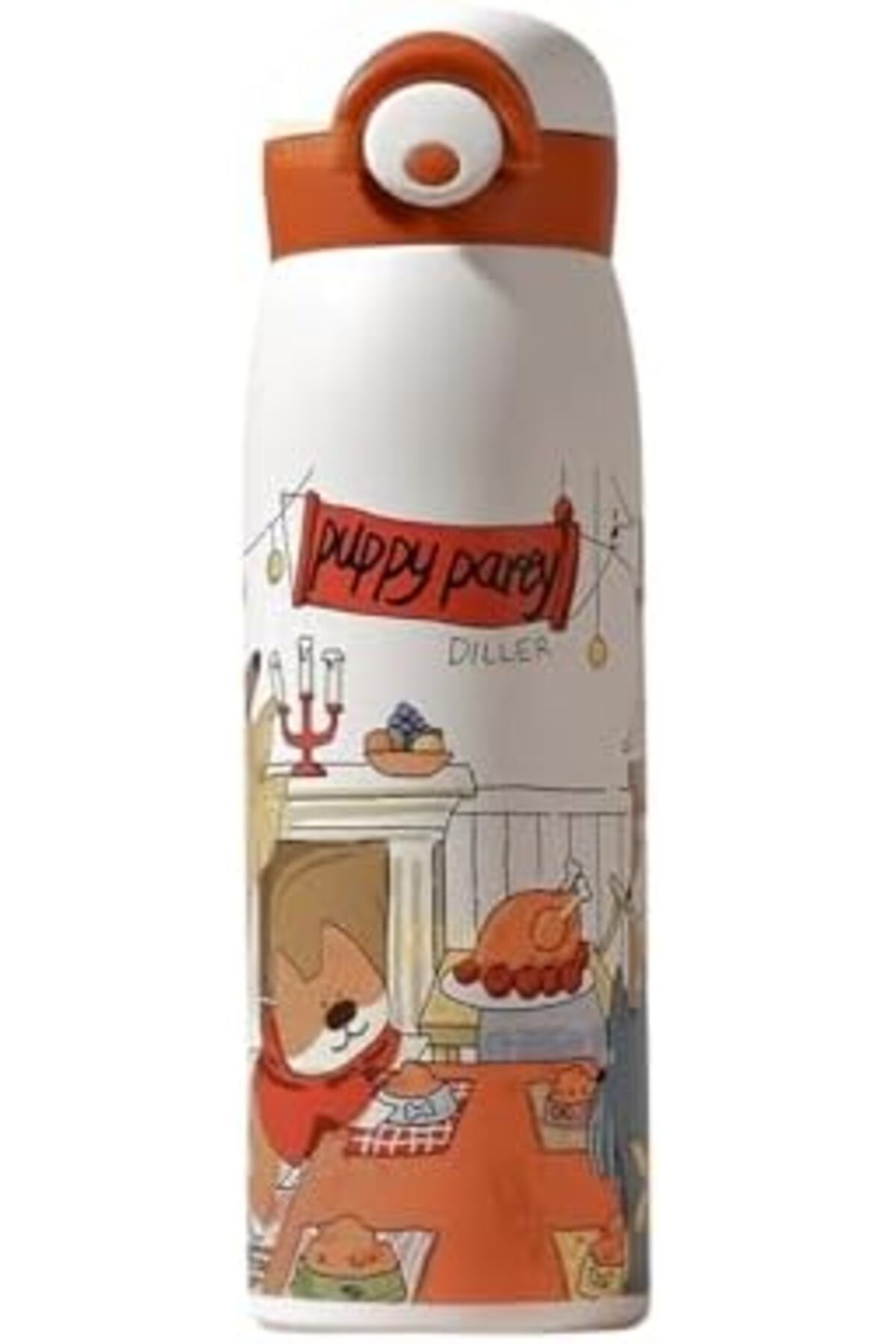 KDROĞLU 500ml Sevimli Hayvanlar Desenli  Suluk & Matara  Turuncu