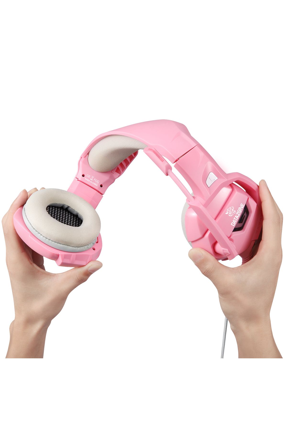 Datazone-DZ-K5 Gaming Headset with adapter, pink, wired, clear sound, noise isolation, 5