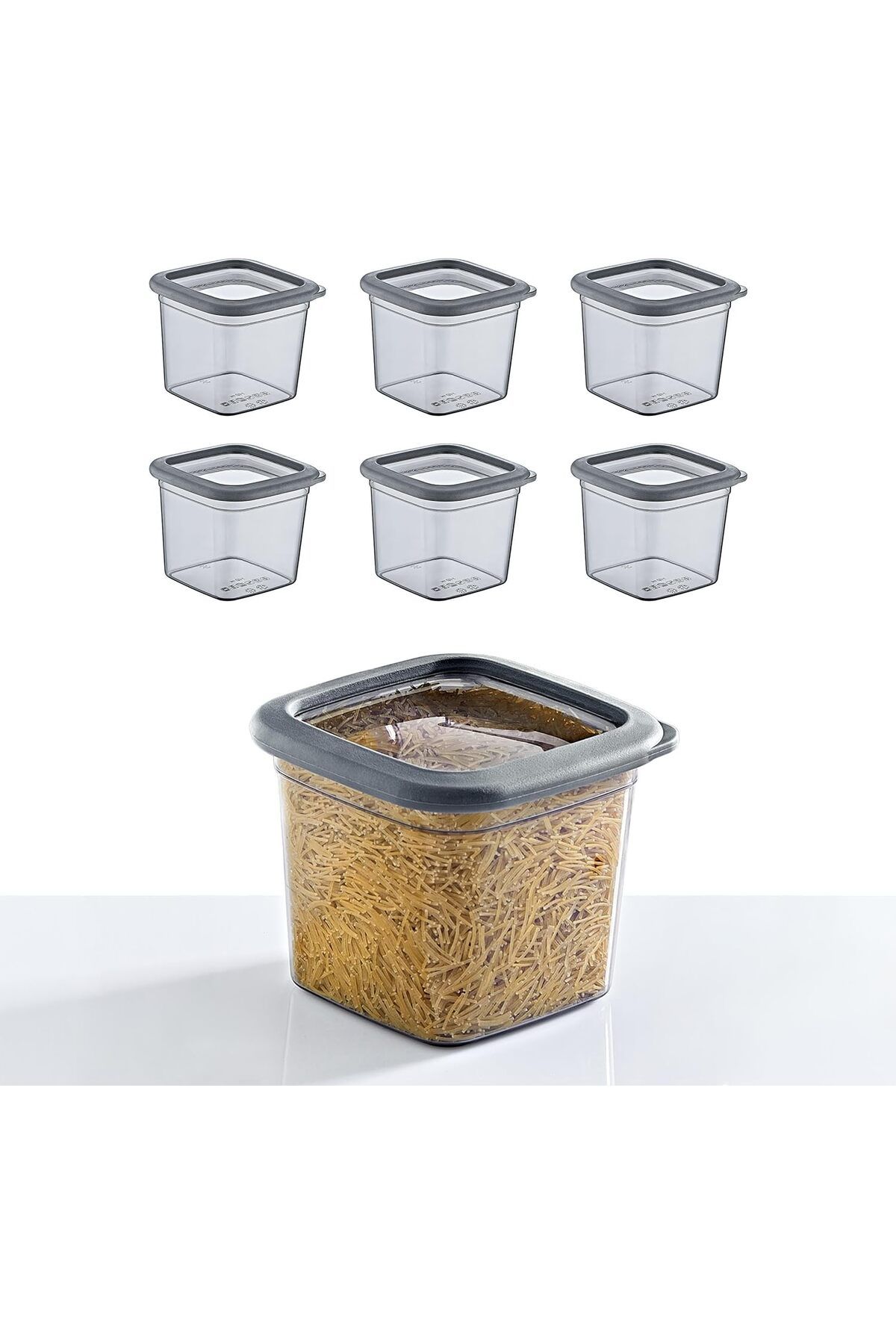 KDROĞLU KDROGLU 6'Lı Set Skali Kare Saklama Kabı Antrasit 740 ML - ANTRASİT, Çok Amaçlı saklama kabı