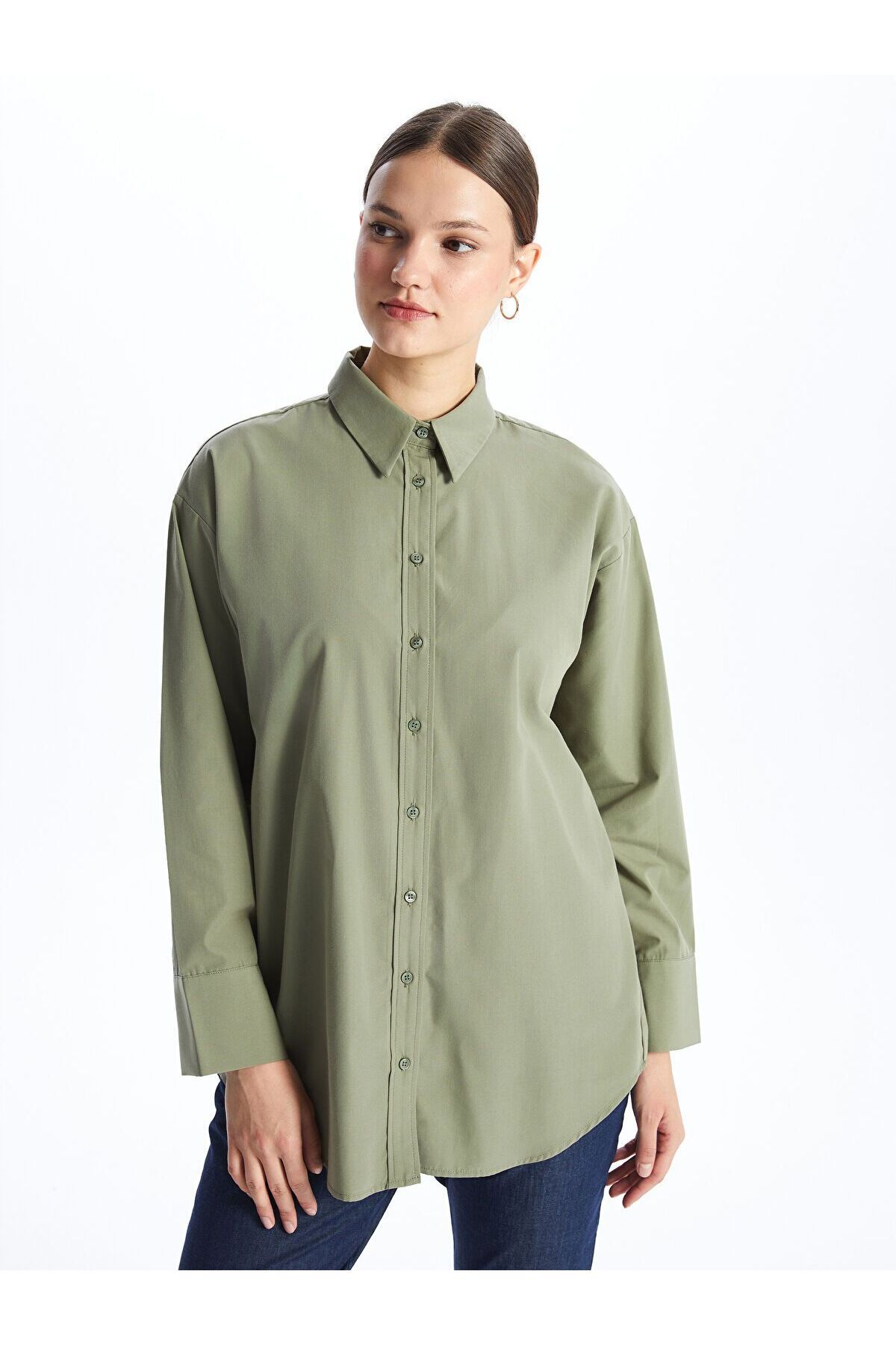LC Waikiki Düz Poplin Kadın Gömlek Tunik