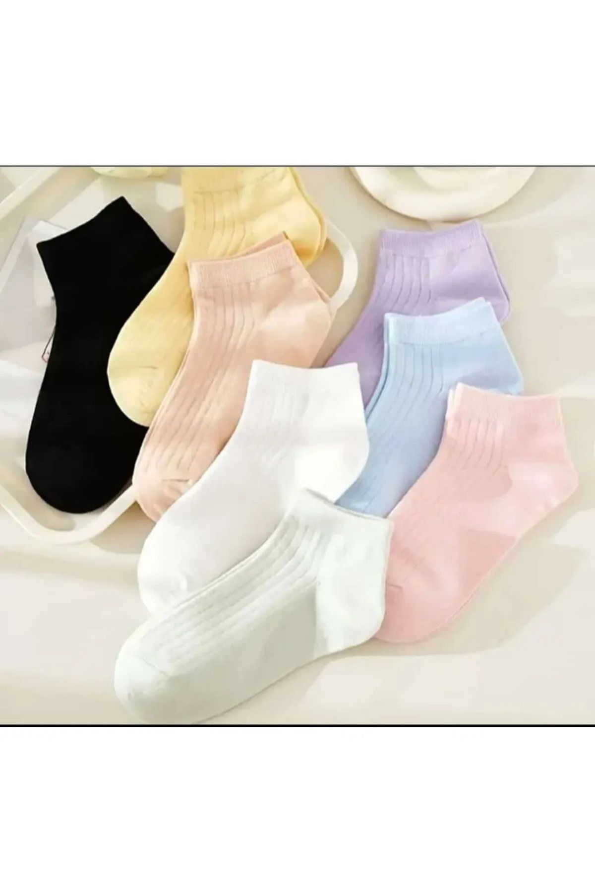 medi store 5'li Unisex Çok Renkli Fitilli Bilek Çorap