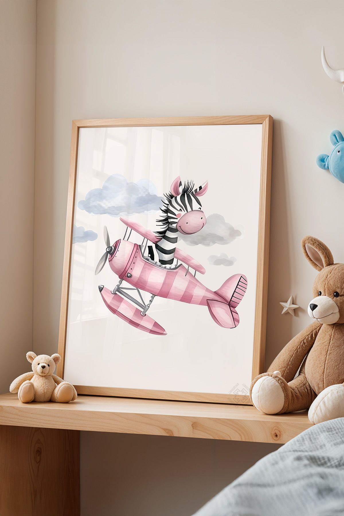 Basquiart Çocuk Odası, Bebek Odası Ahşap Çerçeveli Poster, Tablo No:41