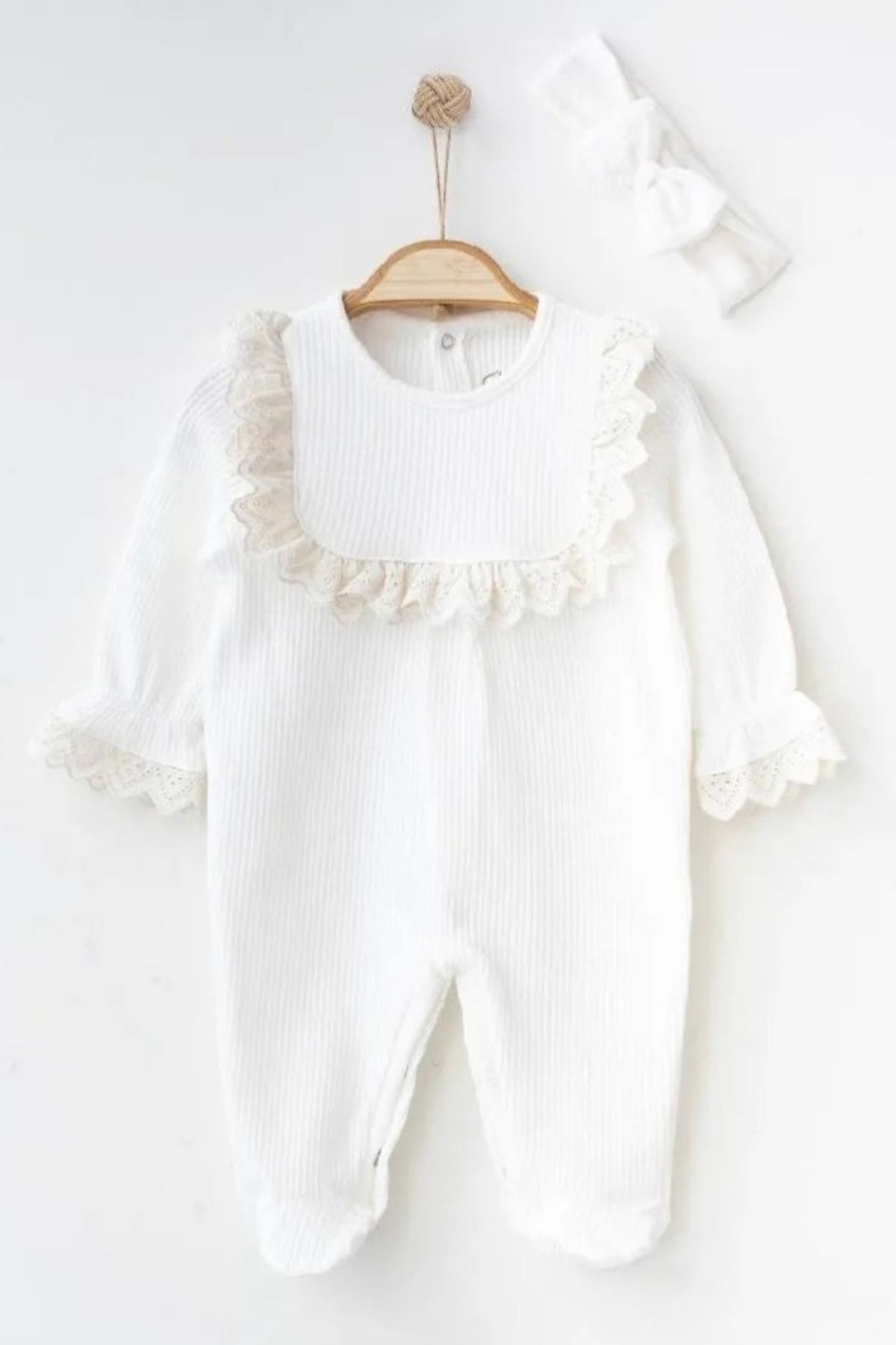 Minytrendy Kız Bebek Yenidoğan Tulum Mevlüt Takımı Bandanalı Hastane Çıkışı Hediyelik Bebek Kıyafeti Babyshower fotoğrafı 2 (önizleme)