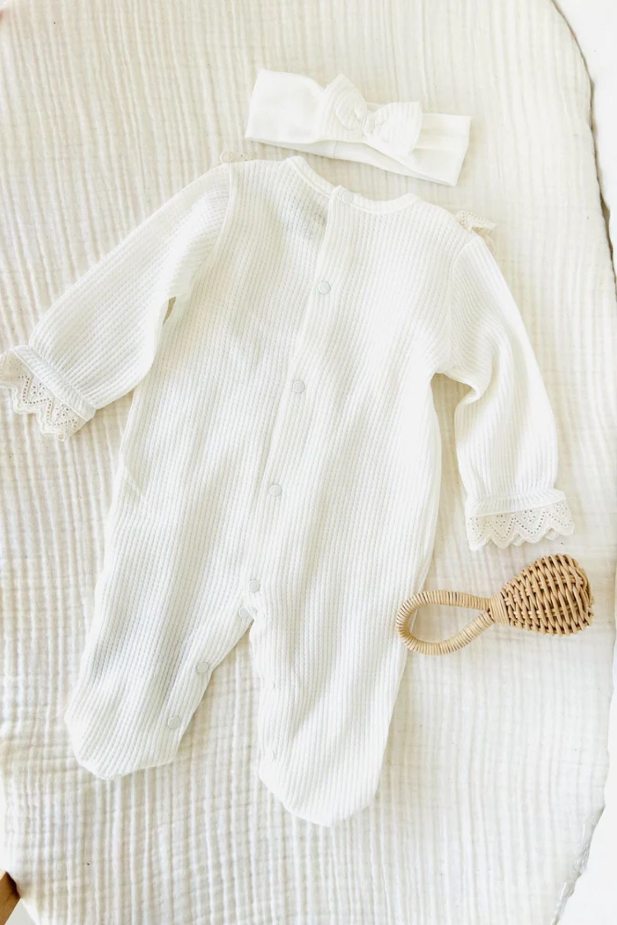 Minytrendy Kız Bebek Yenidoğan Tulum Mevlüt Takımı Bandanalı Hastane Çıkışı Hediyelik Bebek Kıyafeti Babyshower fotoğrafı 3 (önizleme)