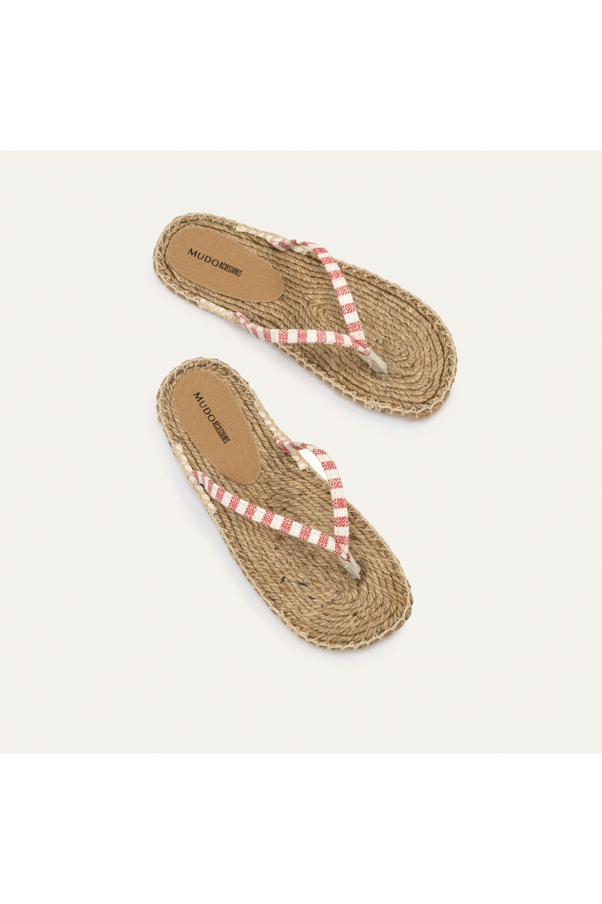 Mudo-Striped Finger Flip Canvas Slippers 3