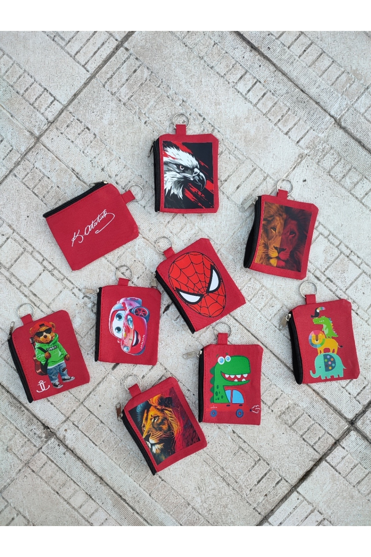 JANJAN-2 Pcs Children's Wallet, Coin Wallet, Wallet with Card Holder and Key Chain 3