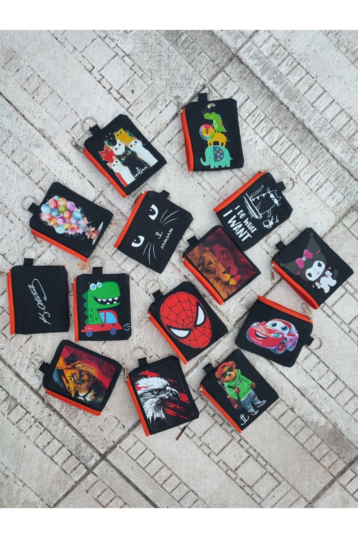 JANJAN-2 Pcs Children's Wallet, Coin Wallet, Wallet with Card Holder and Key Chain 3