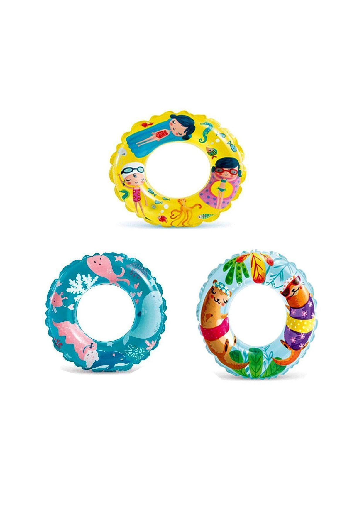 VARDEM OYUNCAK Is59242 Şeffaf Baskılı Simit 61 Cm Can Simiti Deniz Havuz Can Simit